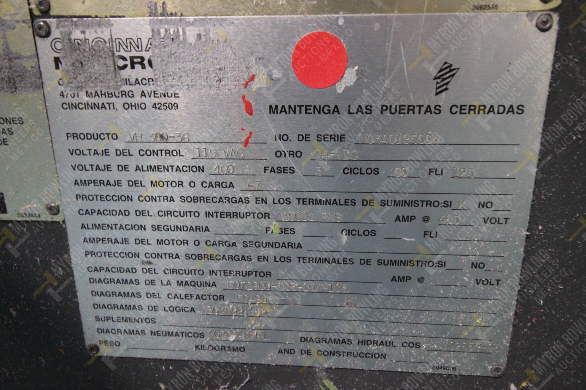 INYECTORA DE PLASTICO, MARCA CINCINNATI MILACRON, NO. SERIE H03A0195004, NO. ACTIVO F-09, AÑO 1995, - Image 15 of 15