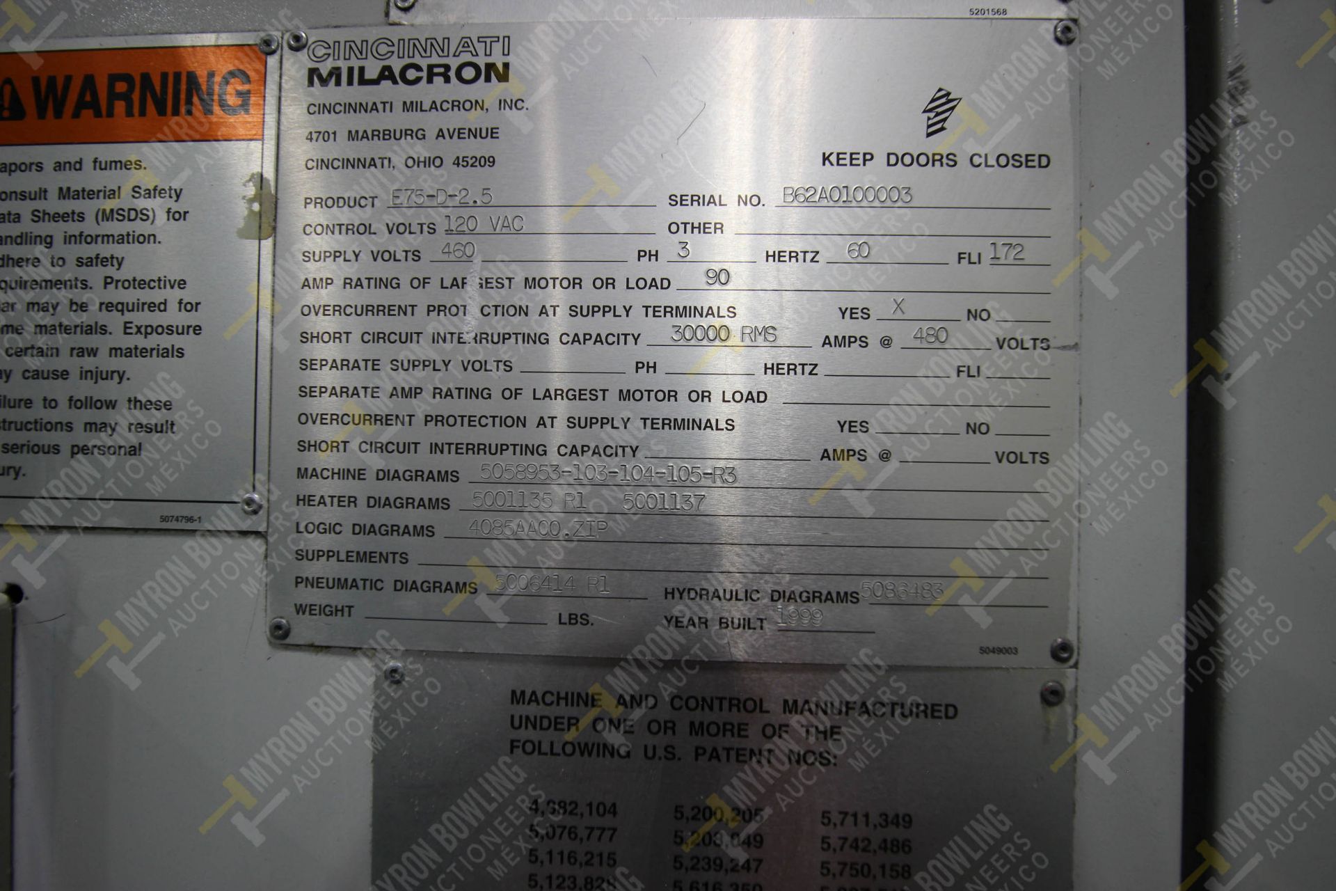 SOPLADORA DE MOLDES, MARCA CINCINATTI, MILACRON, NO. SERIE B62A0100003, NO. ACTIVO BM-10, AÑO 1999, - Image 23 of 24