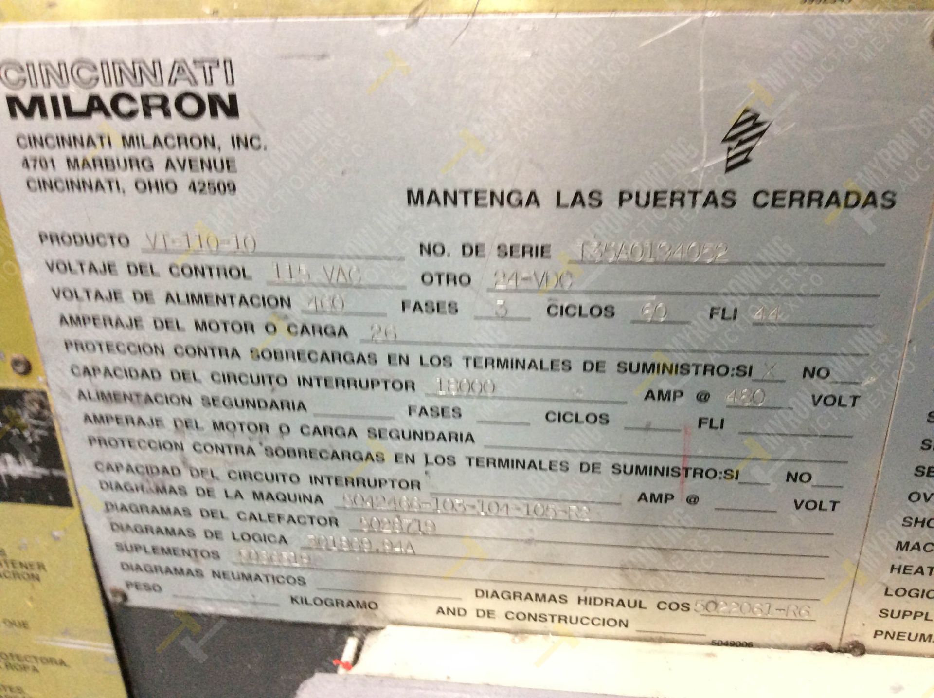 INYECTORA DE PLASTICO, MARCA CINCINNATI MILACRON, NO. SERIE T35A0194052, NO. ACTIVO D04, AÑO 1994, - Image 22 of 23