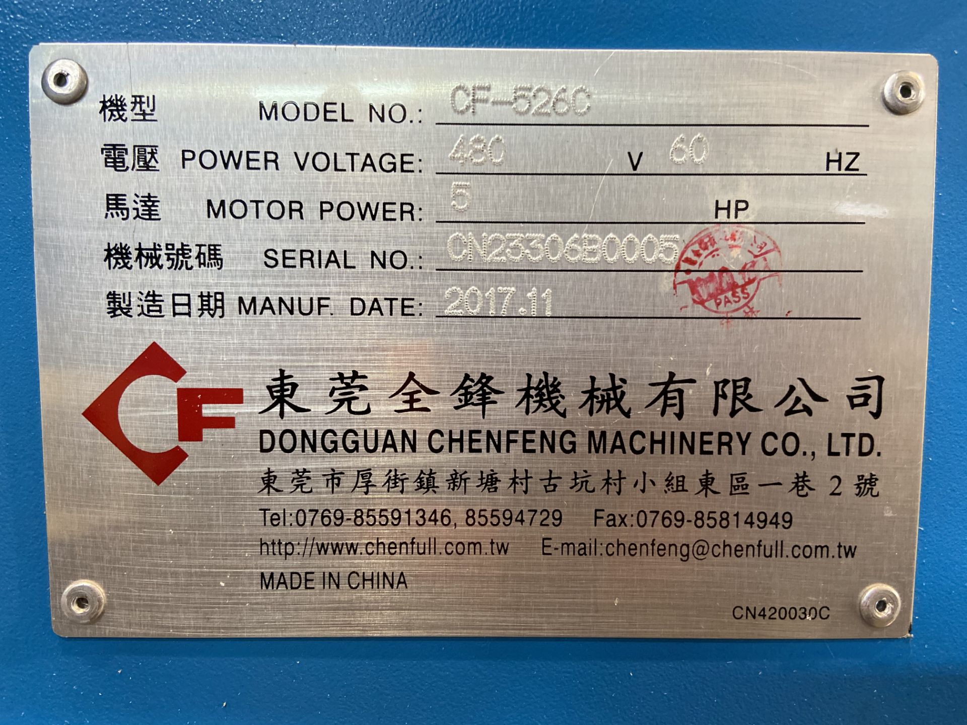 (2) Prensas de corte hidráulica plana, marca Chenfeng, Modelo: CF-526BT, CF-526C Favor de inspeccion - Image 11 of 12