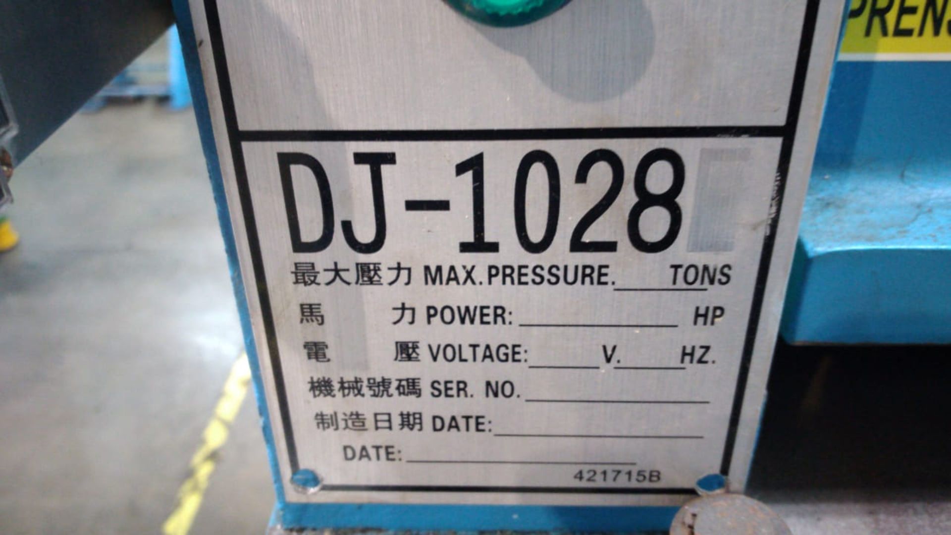 Prensa de corte hidráulica plana, marca Dah Dun Machine, Modelo: DJ-1028 - Image 15 of 15