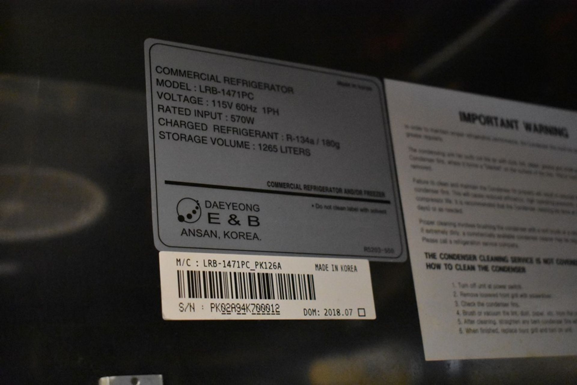 Refrigerador en acero inoxidable de dos puertas abatibles marca Parker Equipment - Image 8 of 13