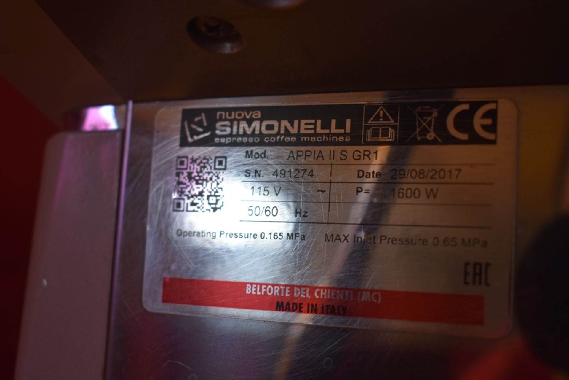 Máquina de café esspreso semiautomática de un grupo marca Simonelli, Modelo: APPIA II S GR1 - Image 8 of 9