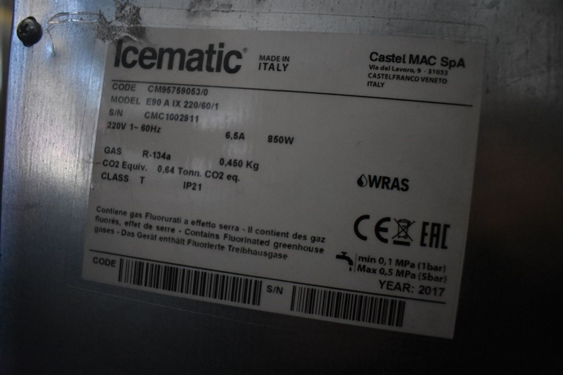 Máquina fabricadora de hielo en acero inoxidable marca Icematic, Modelo: E90 A IX 220/60/1 - Bild 5 aus 7