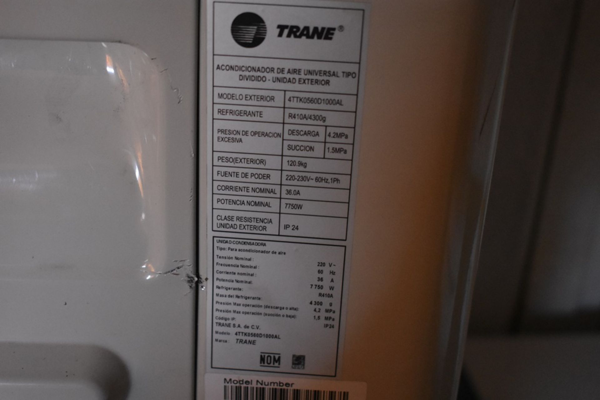 Aire acondicionado tipo dividido marca Trane, Modelo: 4TTK0560D1000AL - Bild 8 aus 10