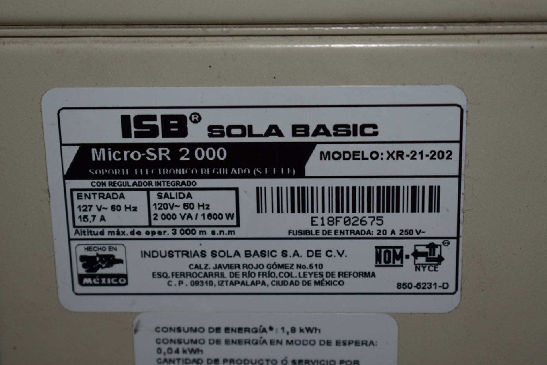 Dos reguladores de voltaje marca ISB Solabasic, modelo: XR-21-202, Series: E18F02675, E18H01516 - Image 14 of 17