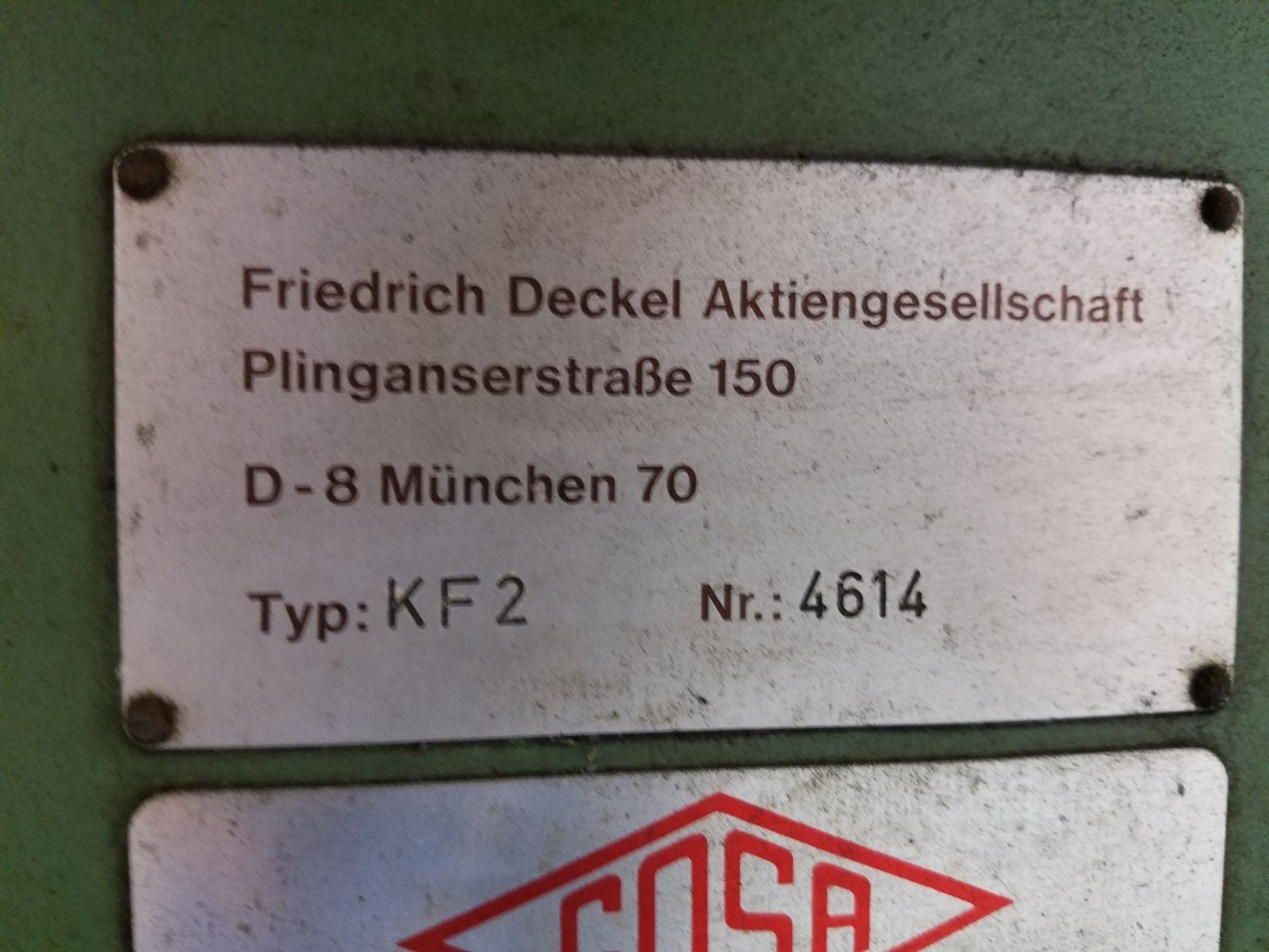 Deckel PlinganserstraBe 150 Milling Machine, Type KF2, S/N 4614 | Rig Fee: $175 - Image 2 of 4