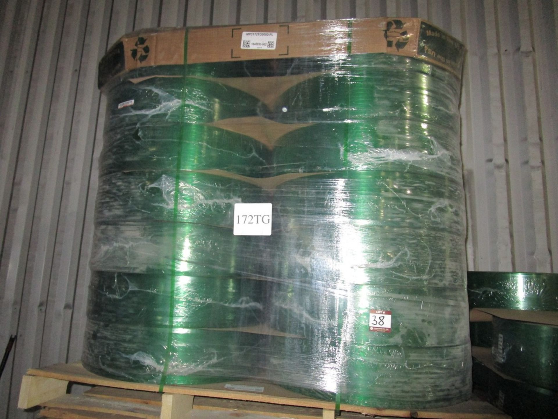 Skid of Plastic Strapping Model MPC172TG9000PL, 28 Rolls | Rig Fee: $50