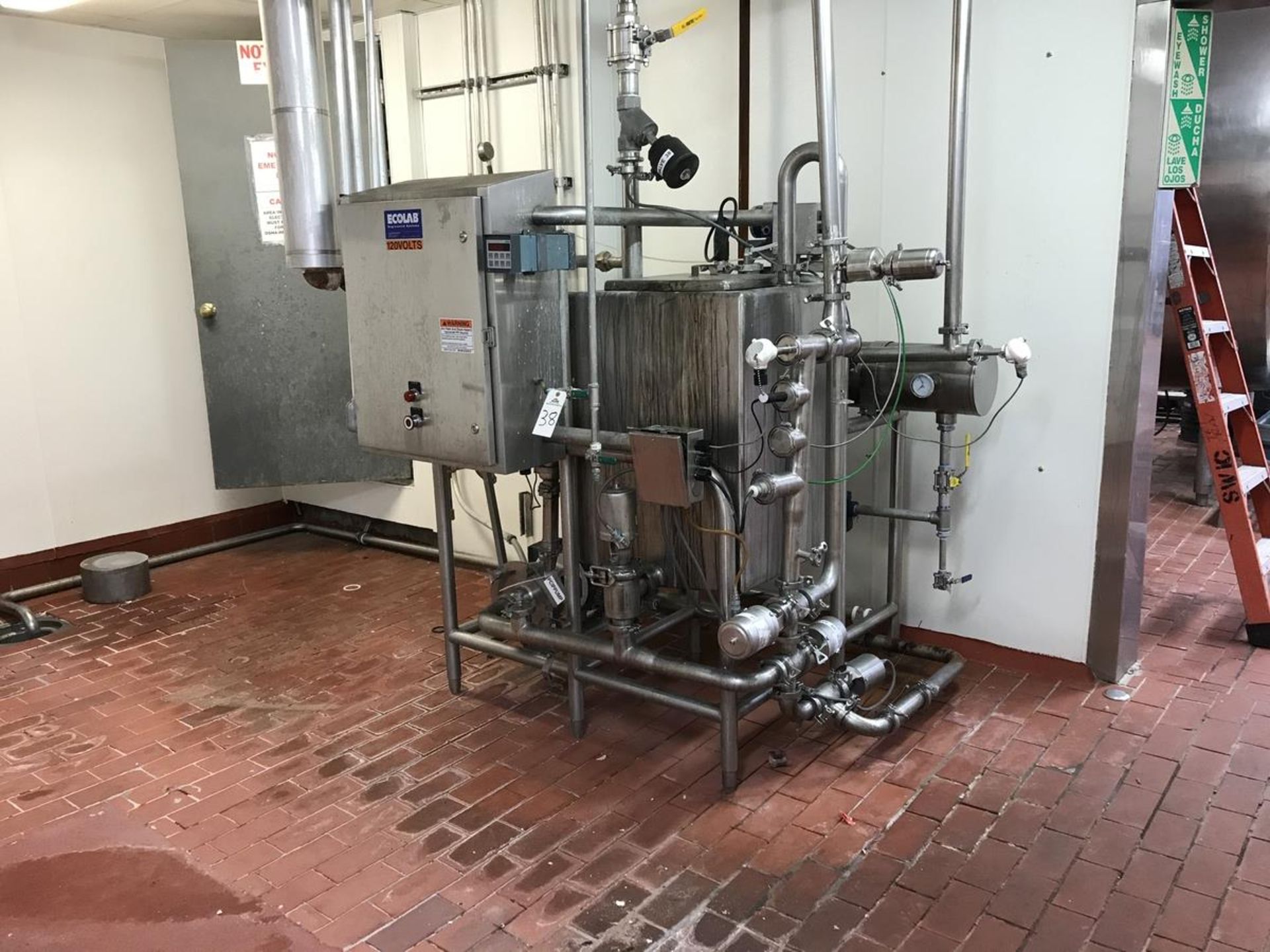 Ecolab Single Tank CIP System, Stainless Steel Shell & Tube Heat Exchanger, Lesso | Rig Fee: $750