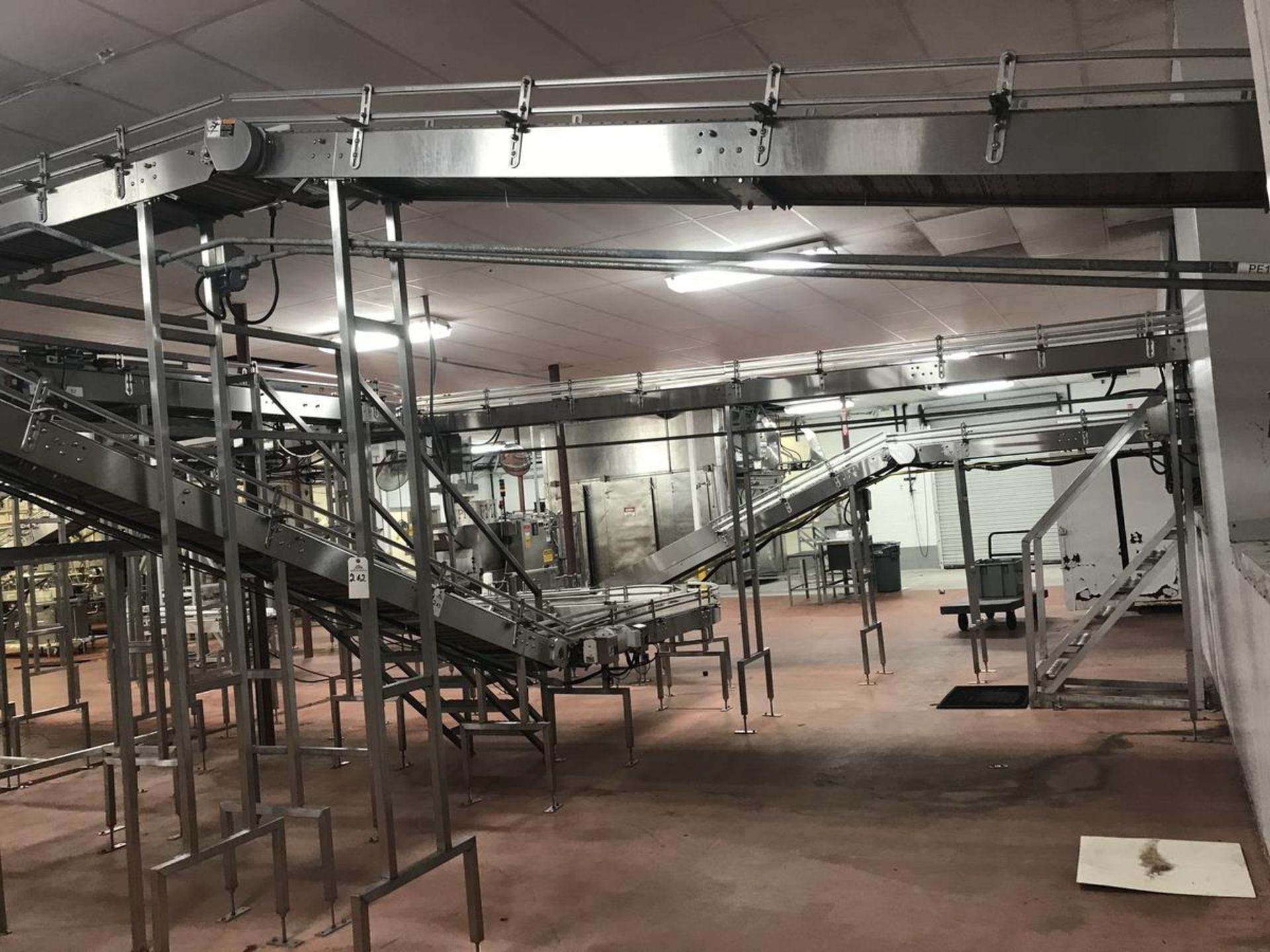 Stainless Steel Conveyor, Approx 12in Wide x 35ft Long, (3) Drives | Rig Fee: $450