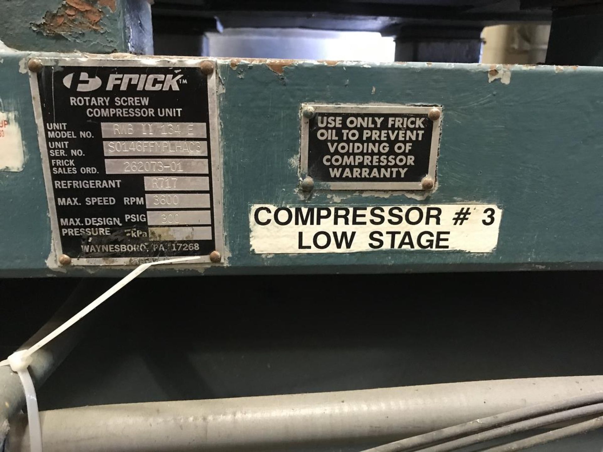 Frick RWB11134E 250 HP Screw Type Ammonia Compressor, SN: 71903 | Rig Fee: $1500 - Image 3 of 3