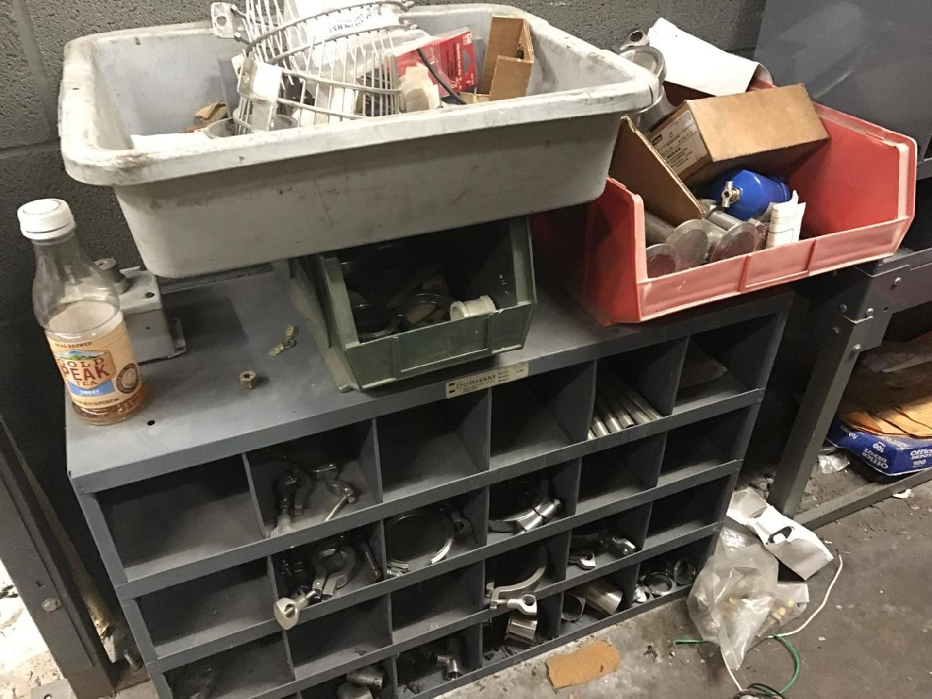 (4) Parts Bins with Stainless Steel Fittings, (2) Shelves | Rig Fee: $200