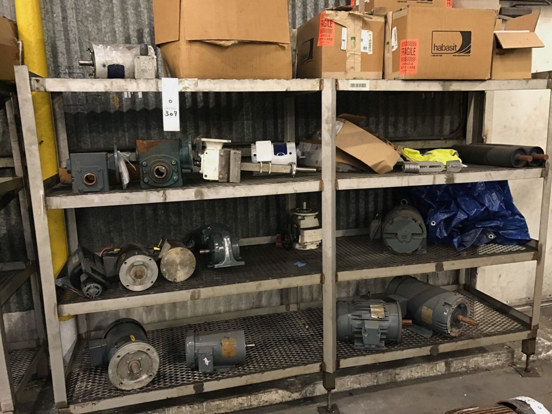 Shelf with Motors and Drives, (1) Pallet Parts | Rig Fee: $150