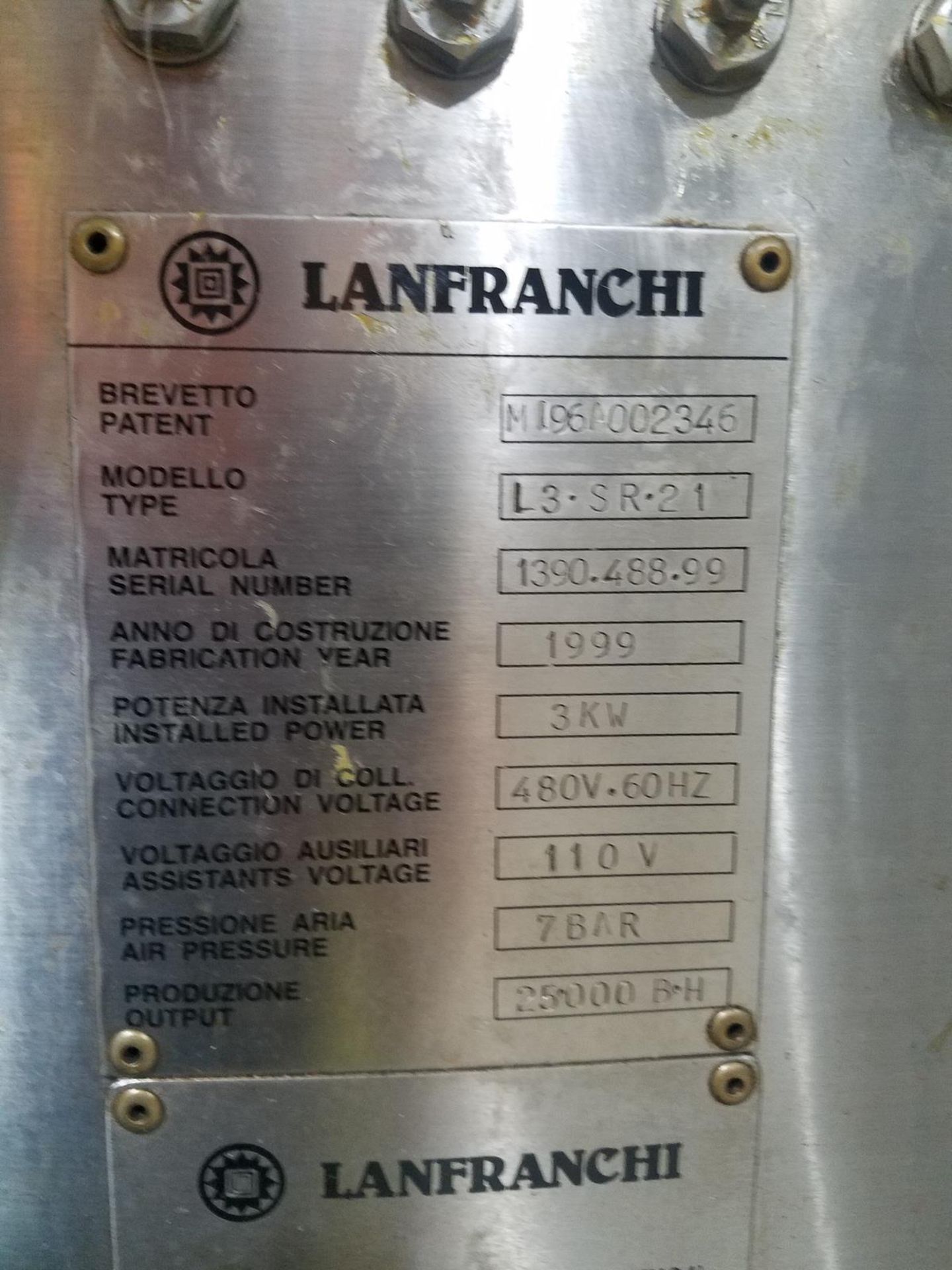 Lanfranchi Model L3-SR-21 Bottle Unscrambler, 3 KW, 480V/60Hz, S/N: 1390.488.99 - Image 5 of 5