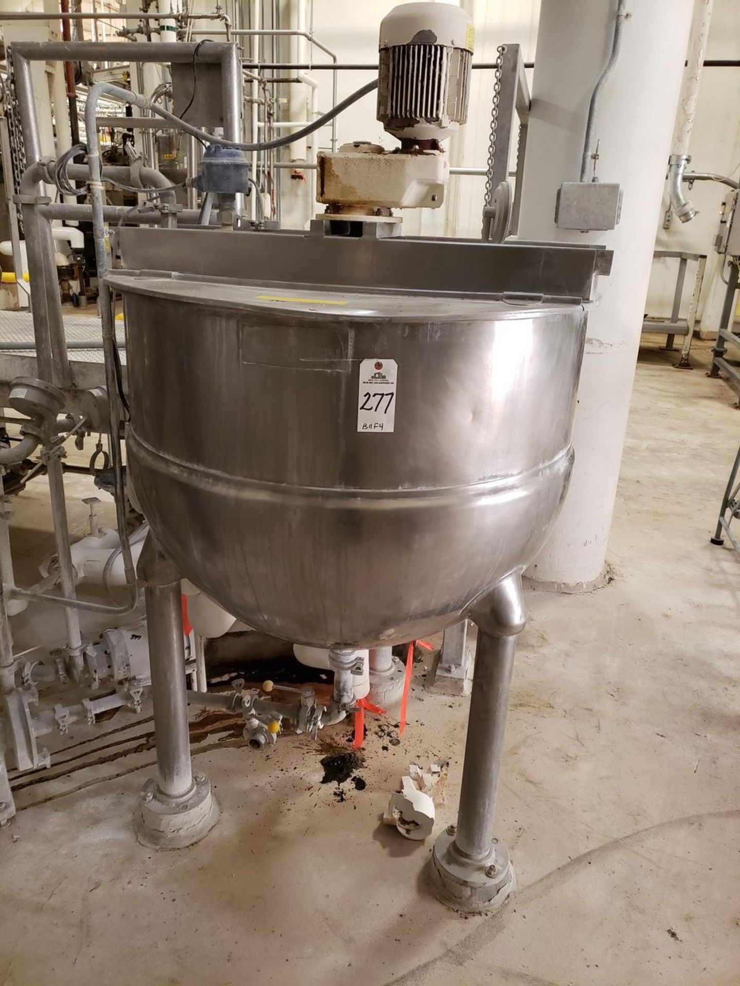 Groen 150 Gallon Jacketed, Agitated Mixing Kettle, M# RA-150, W/ Discharge Pump | Rig Fee: $400