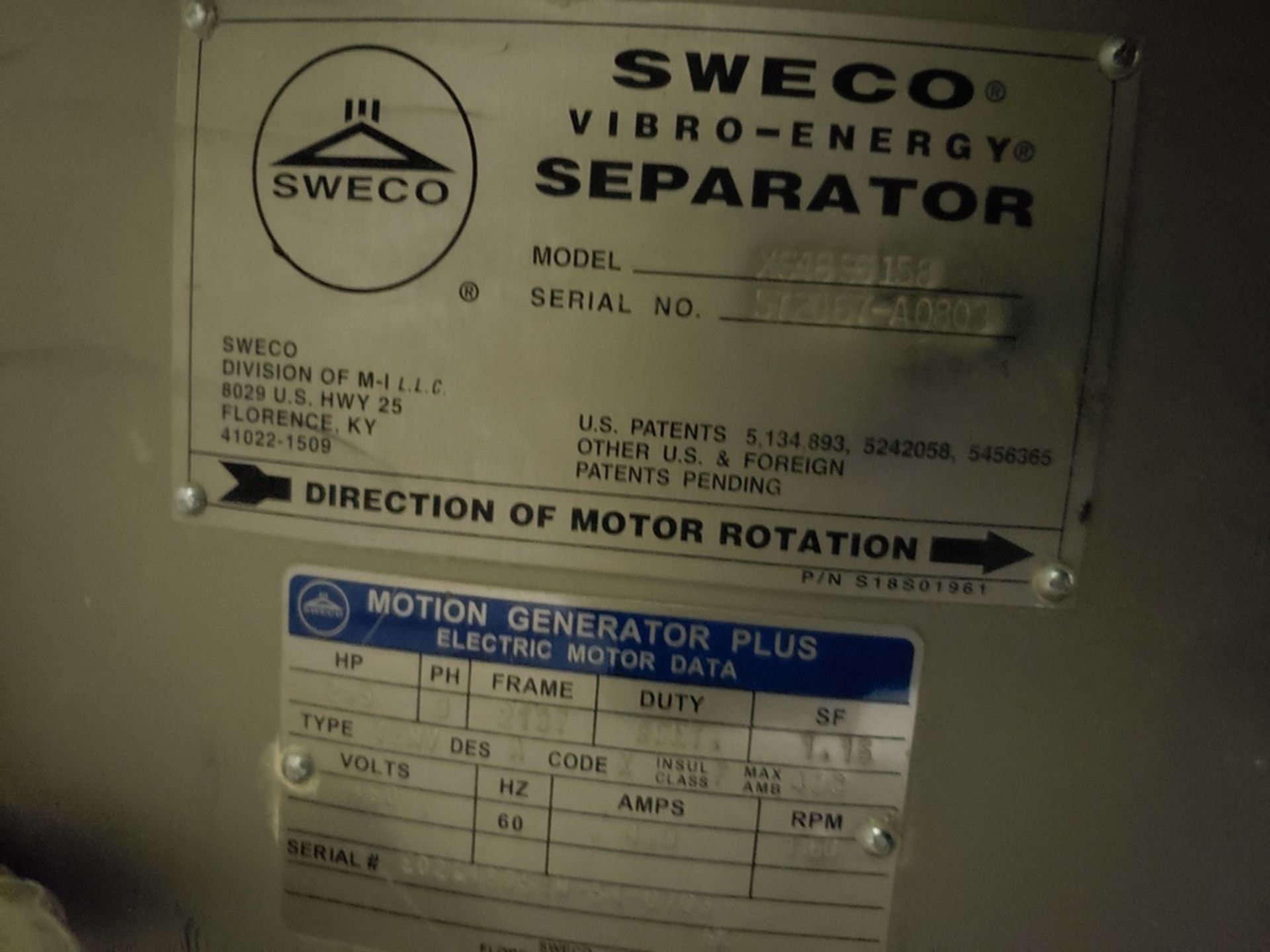 Sweco Vibratory Separator/Sieve, M# X64856158 | Rig Fee: $500 - Image 2 of 2
