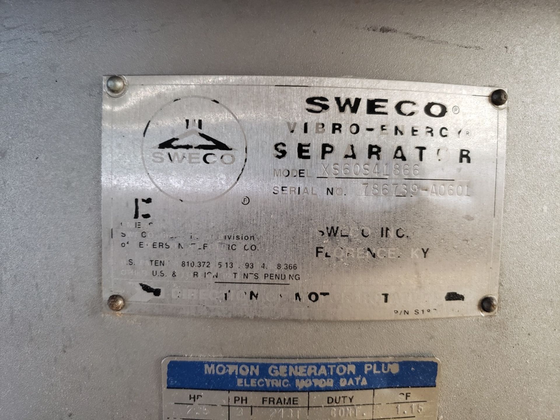 Sweco Separator Sieve, M# XS60S41866, S/N 786739-A0601 | Rig Fee: $600 - Image 2 of 4