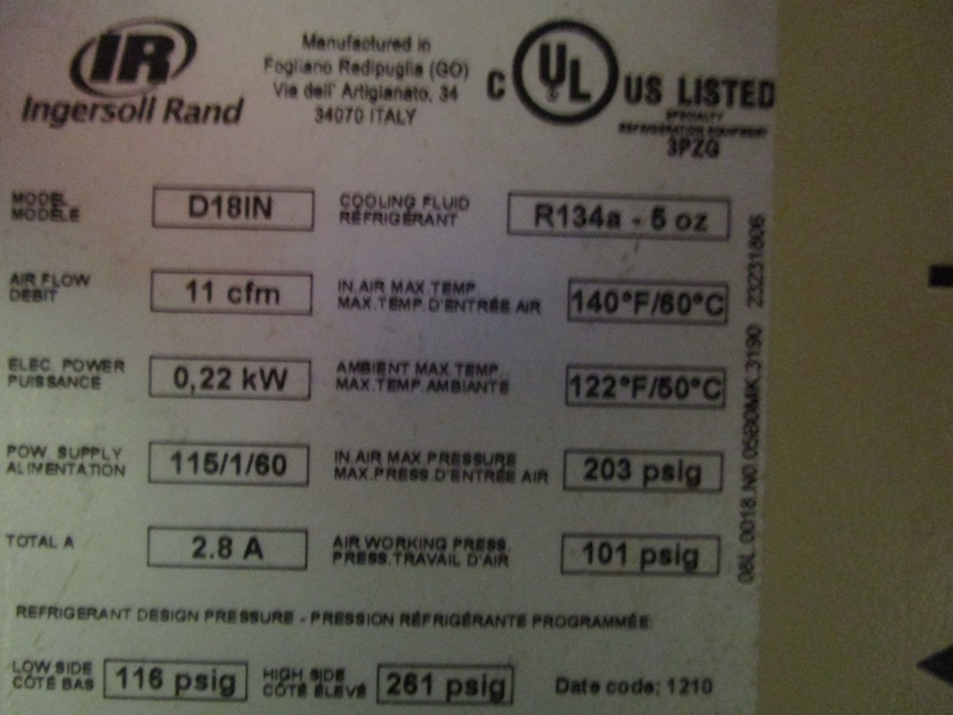 Ingersoll Rand 2545E-10V-V Tank mounted Air compressor s/n CBV286233, 10HP, IR D18IN | Rig Fee: $150 - Image 6 of 6