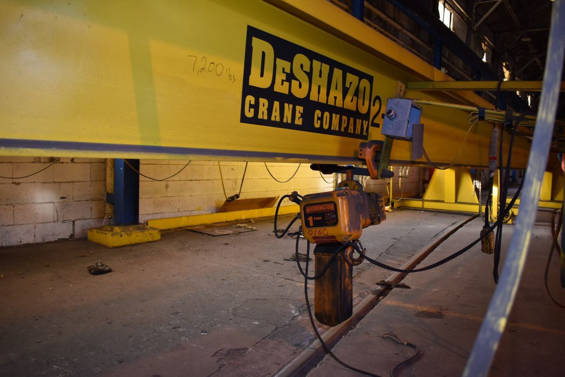 2007 DeShazo 2 Ton Bridge Crane Rail, Harrington 1 Ton Chain Hoist, Approx 60ft Span, | Rig Fee $300 - Image 4 of 4