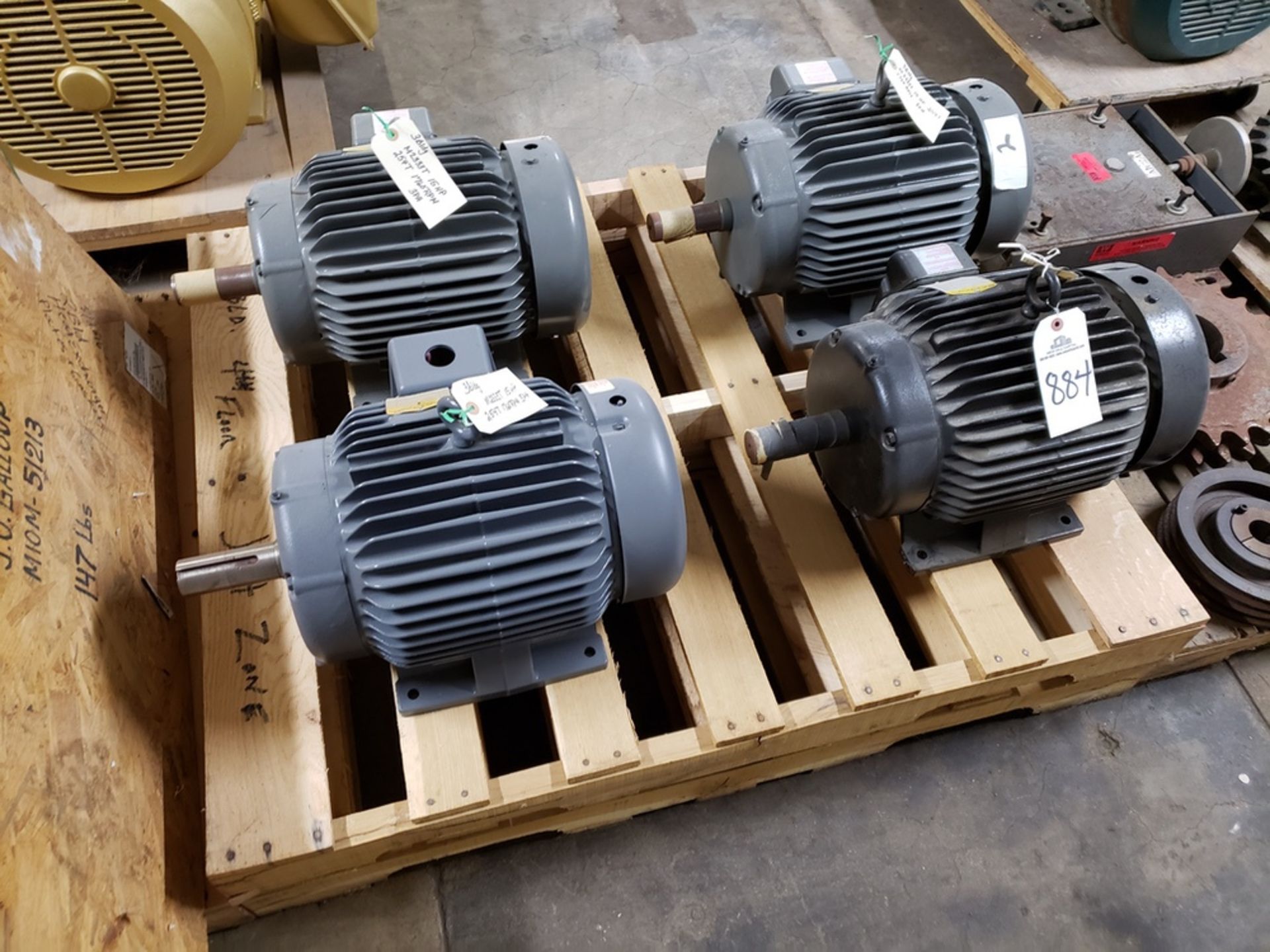 Pallet Lot (4) Electric Motors. 15 HP - Subject to Bulk Bid Lot 845B -The Greater o | Rig Fee: $50