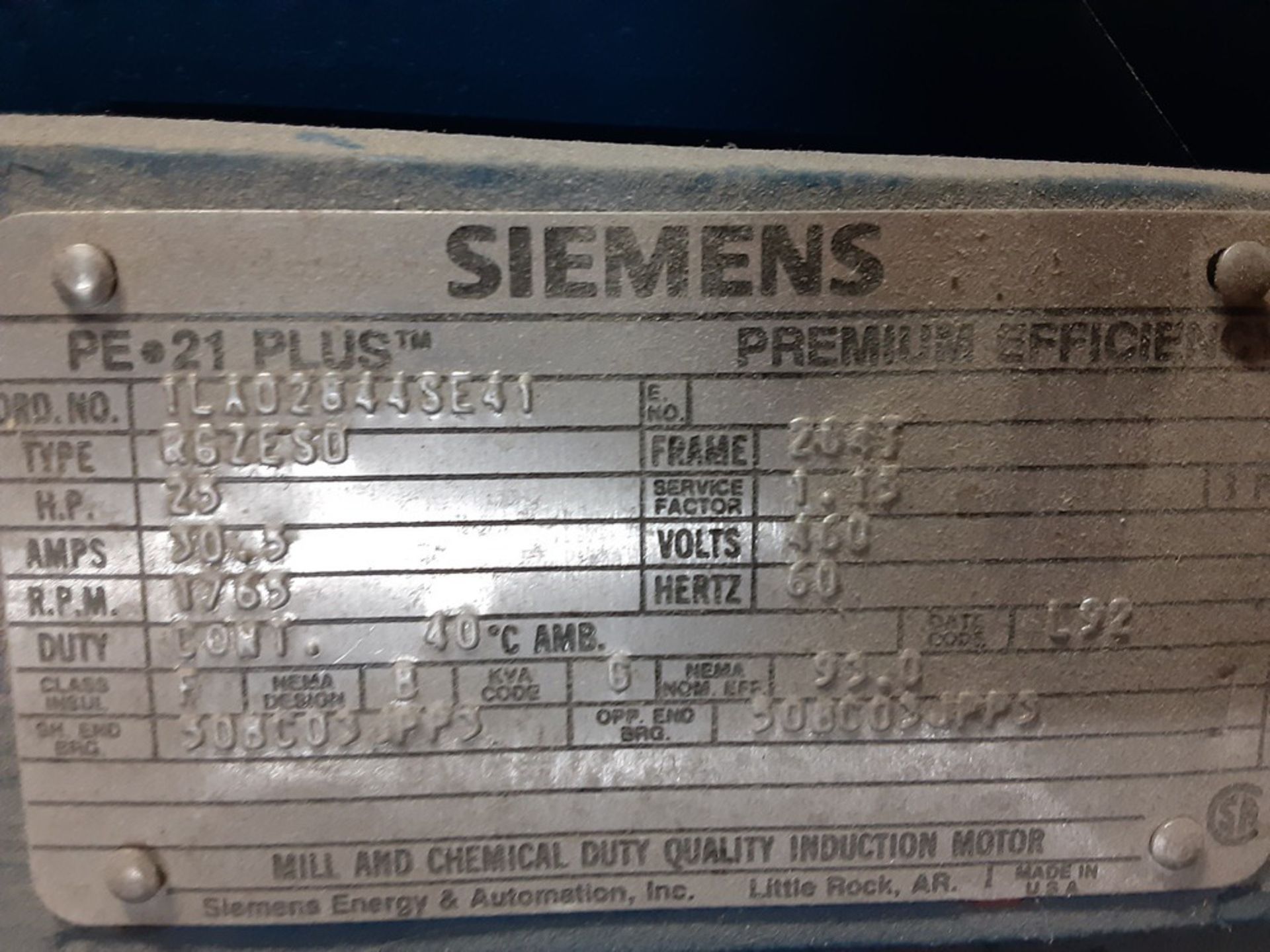 Siemen Electric Motor, 25 HP - Subject to Bulk Bid Lot 845B -The Greater of th | Rig Fee: No Charge - Image 2 of 2