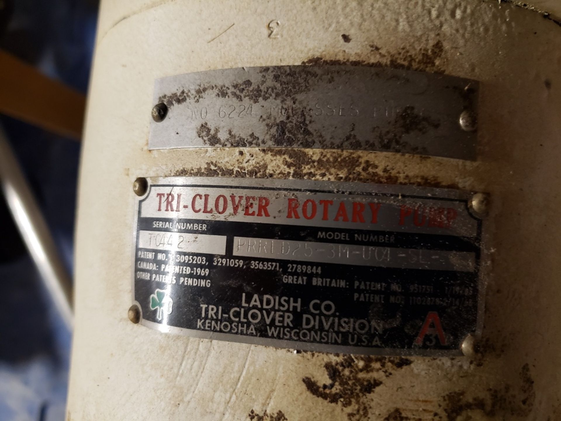 Tri-Clover Rotary Pump, M# PRRI D25-3M-UC4-SL, 1 HP - Subject to Bulk Bid Lot 884B | Rig Fee: $125 - Image 2 of 3