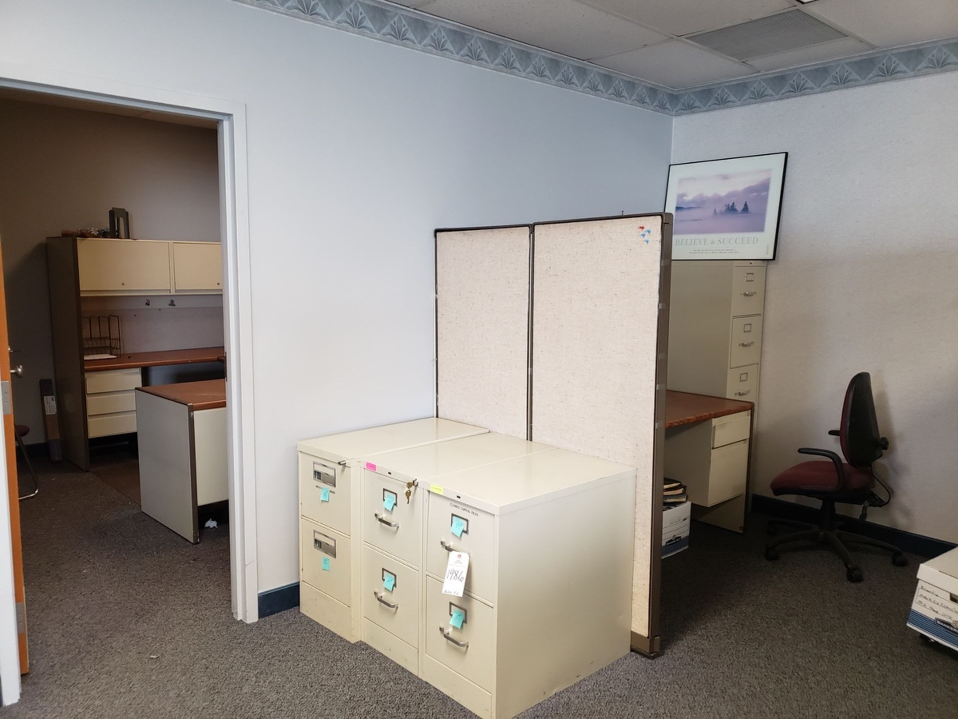 Office Desk W/ (4) Filing Cabinets | Rig Fee: Hand Carry or Contact Rigger