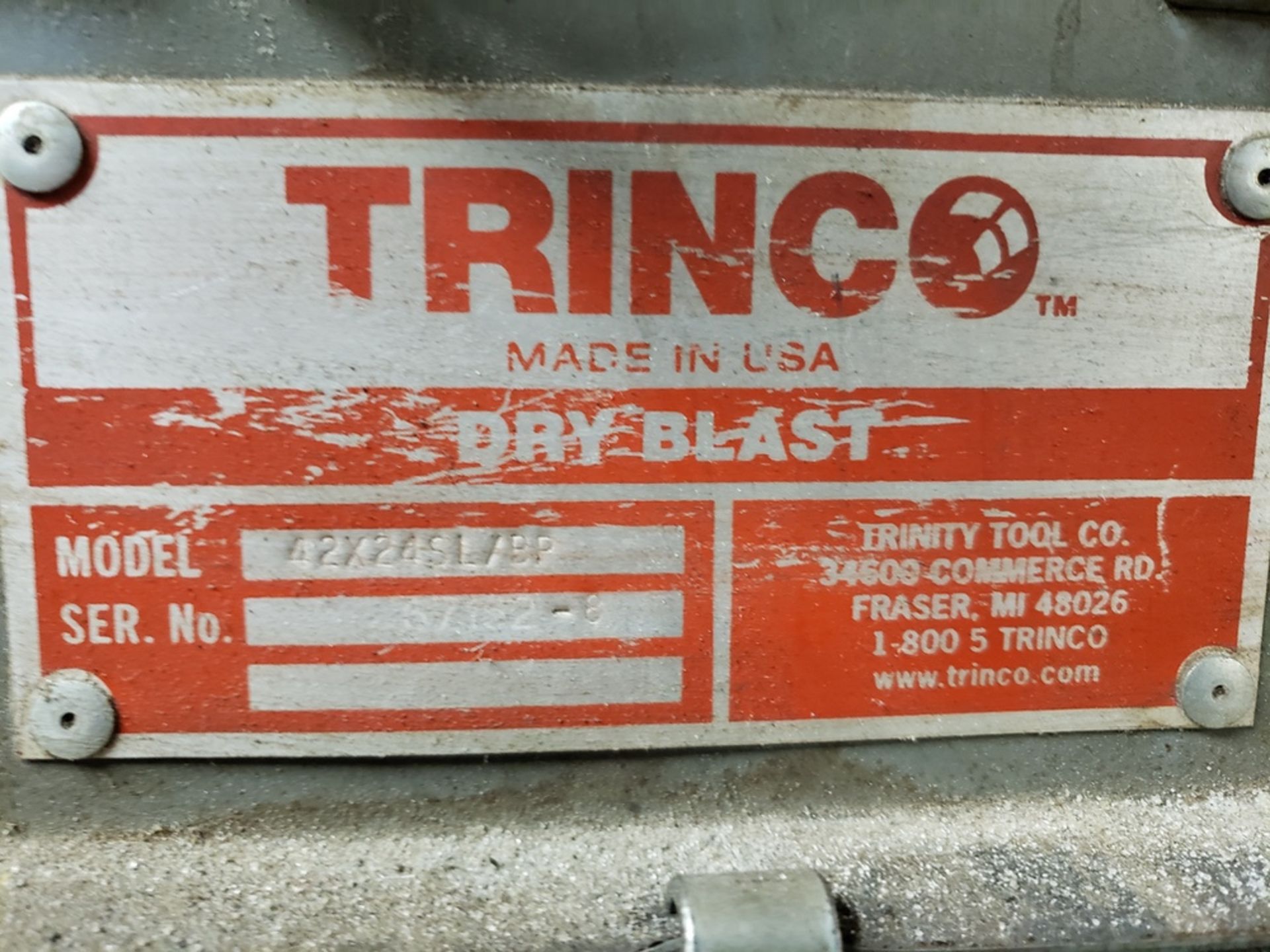 Trinco Dry Blast Cabinet, M# 42X24SL/BP | Rig Fee: $165 - Image 2 of 2