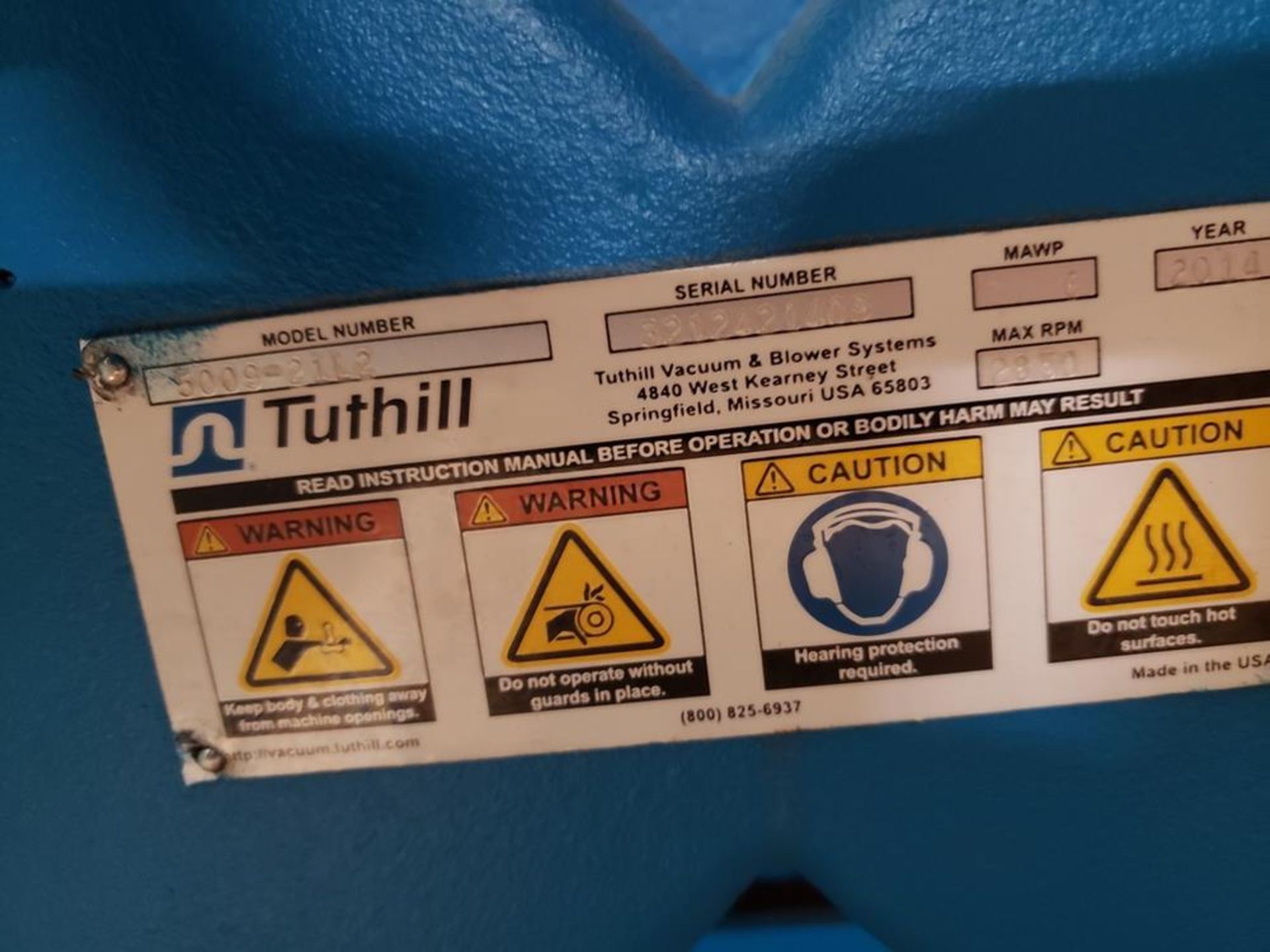 Tuthill Rotary Positive Displacement Blower, M# 5009-21L2 - Subject to Bulk Bid Lot | Rig Fee: $50 - Image 2 of 2