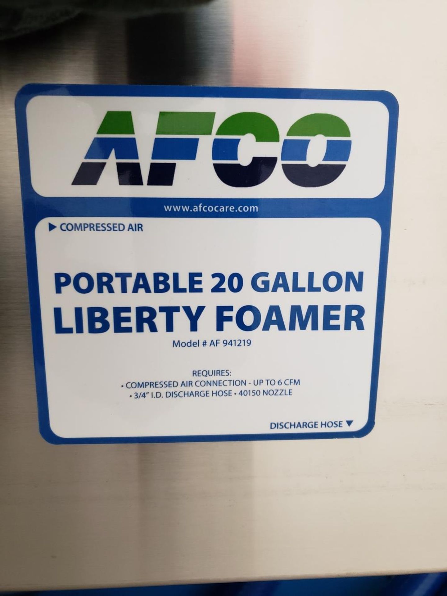 Afco 20 Gallon Foamer | Rig Fee: Hand Carry or Contact Rigger - Image 2 of 2