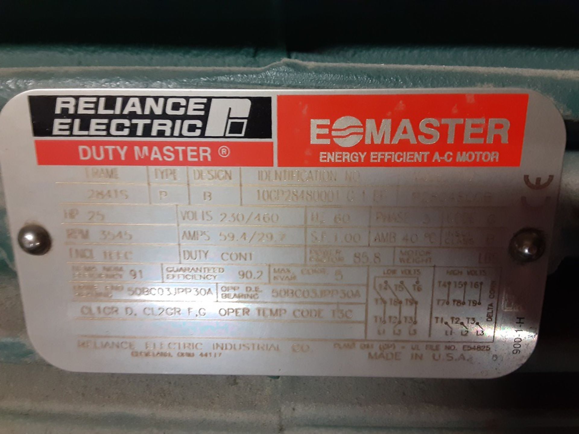 Reliance Electric Motor, 25 HP - Subject to Bulk Bid Lot 845B -The Greater of | Rig Fee: No Charge - Image 2 of 2