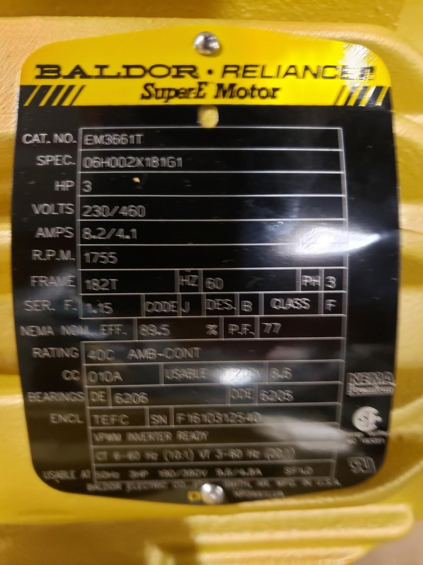 Lot of (2) Baldor Motors, 3 HP - Subject to Bulk Bid Lot 845B -The Greater of the A | Rig Fee: $50 - Image 3 of 4