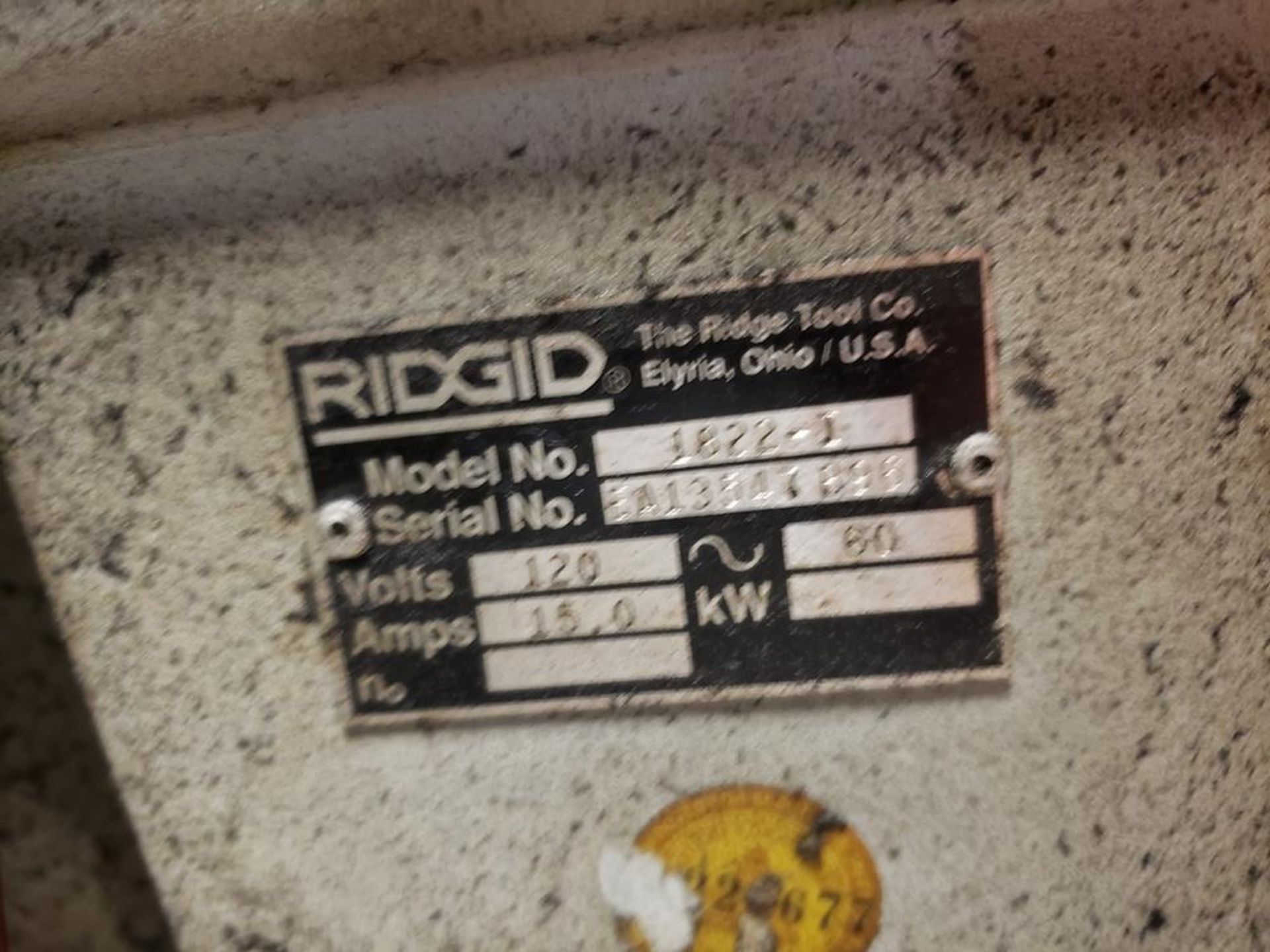 Ridgid Pipe Threading Machine, M# 1822-1, S/N EA13547896 | Rig Fee: $175 - Image 2 of 2