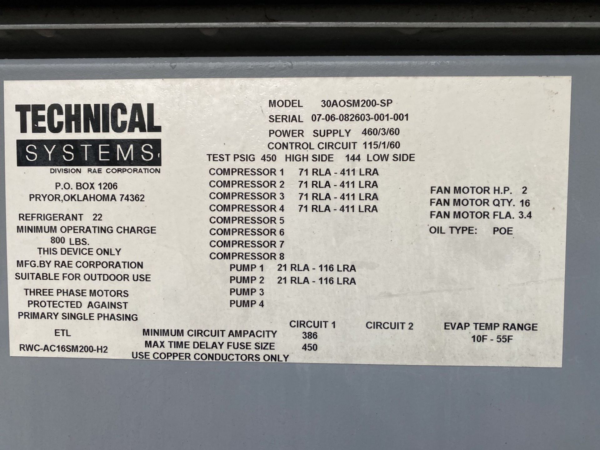 Technical Systems Model 30AOSM200-SP Chiller | Load Fee: $1000 - Image 3 of 3