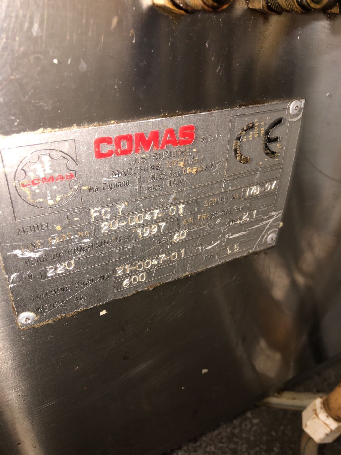 Comas Model FC7 Filler And Capper, S/N: 178-97 | Rig Fee: $300 - Image 5 of 5