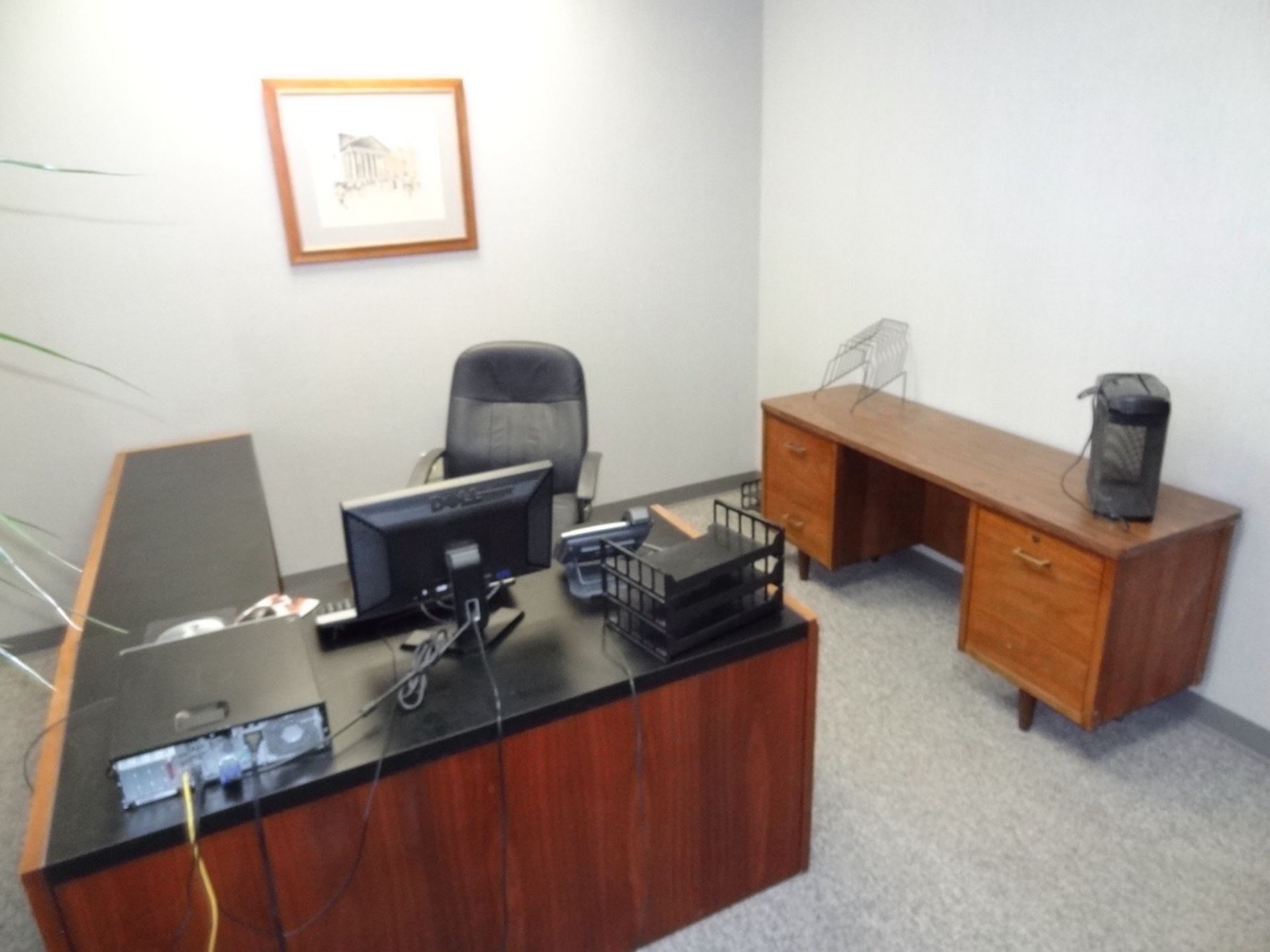 Office 3 - Desk, Chair, Low Side Credenza, 2 Chairs And Artwork | Rig Fee: See Full Desc - Image 2 of 2