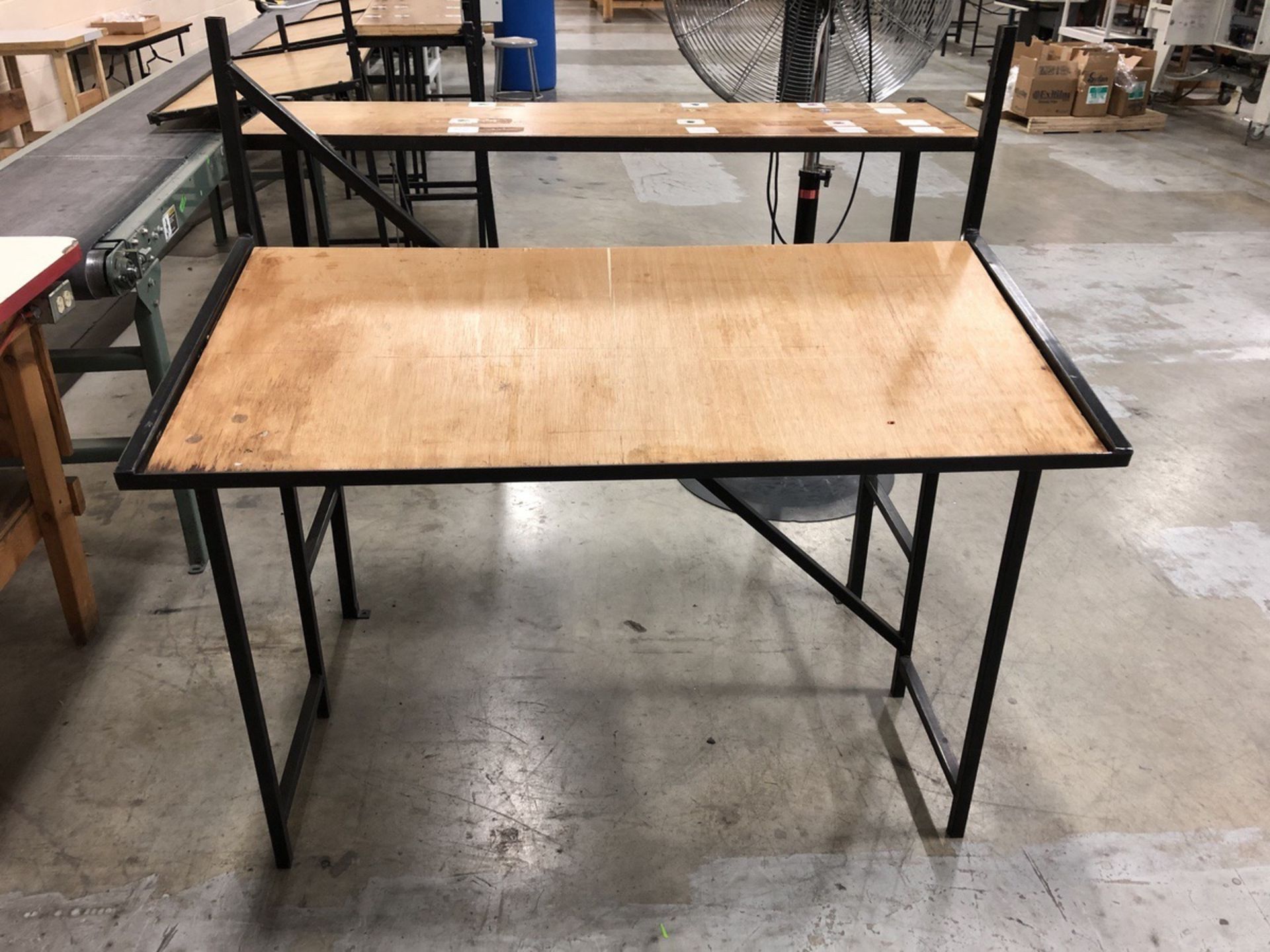 (9) Wood Pack Off Table With Black Mild Steel Frame | Rig Fee: $0