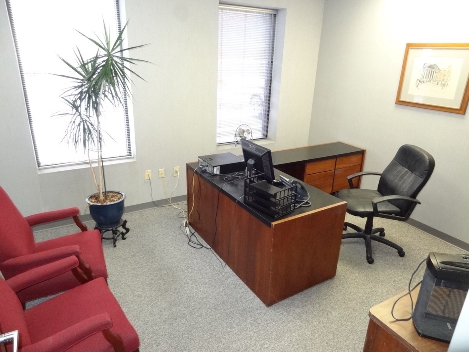 Office 3 - Desk, Chair, Low Side Credenza, 2 Chairs And Artwork | Rig Fee: See Full Desc