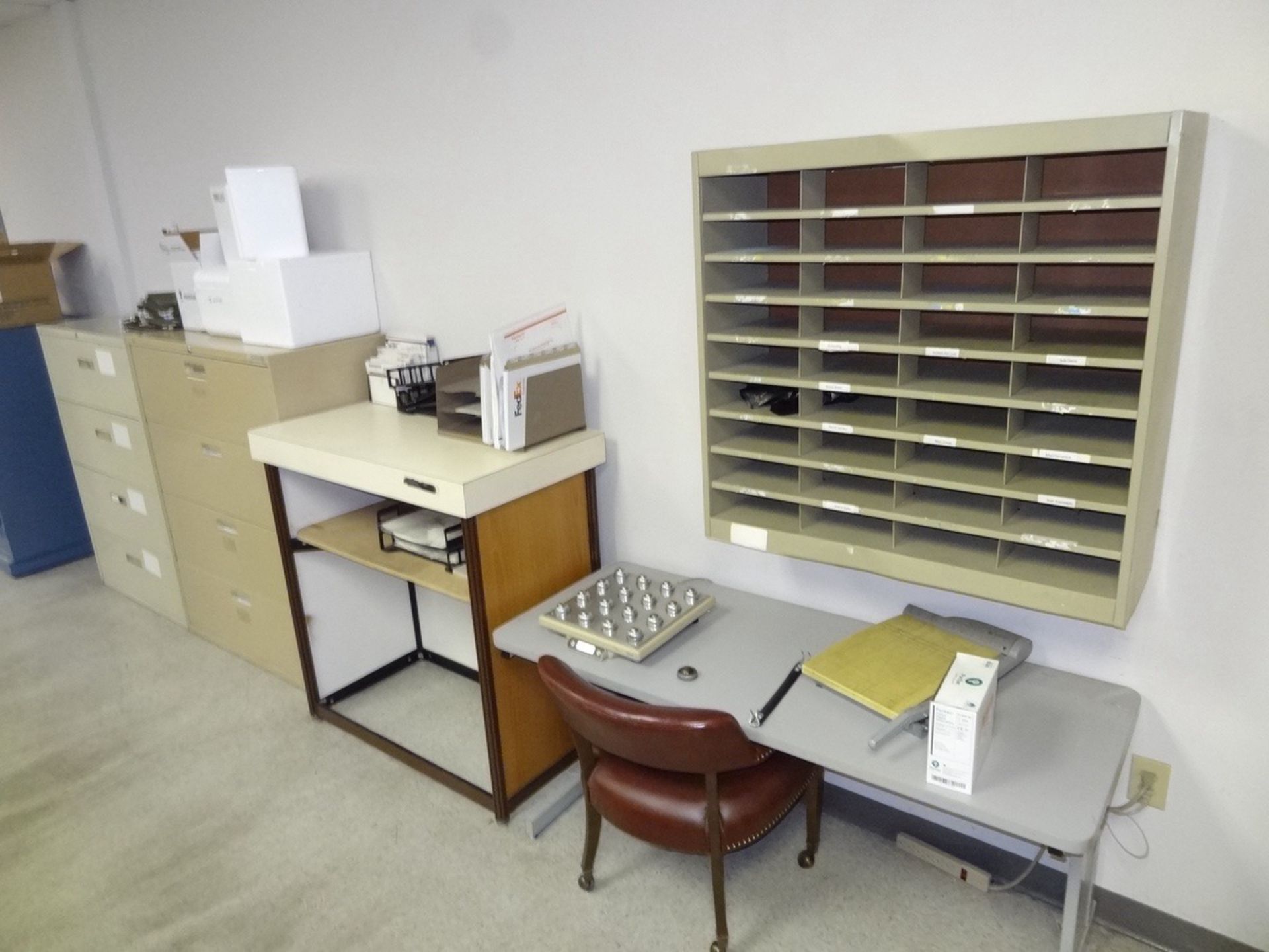 Cubical Room - 2 Desks And (2) 4 Drawer Lateral File Cabinets | Rig Fee: See Full Desc