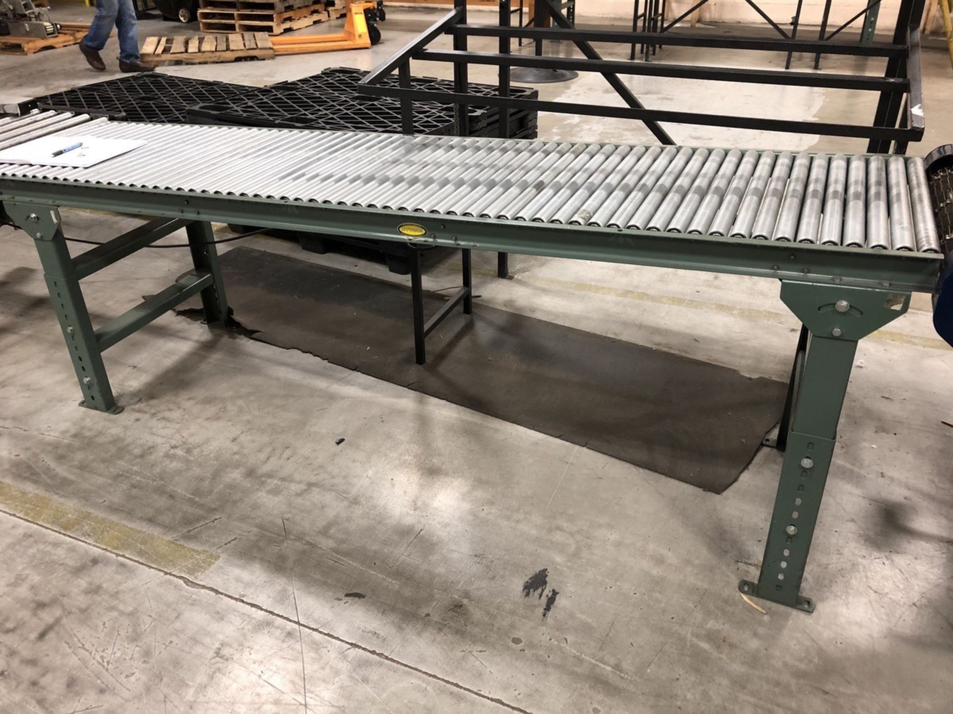 Green Gravity Roller Conveyor, Approx 7ft | Rig Fee: $25