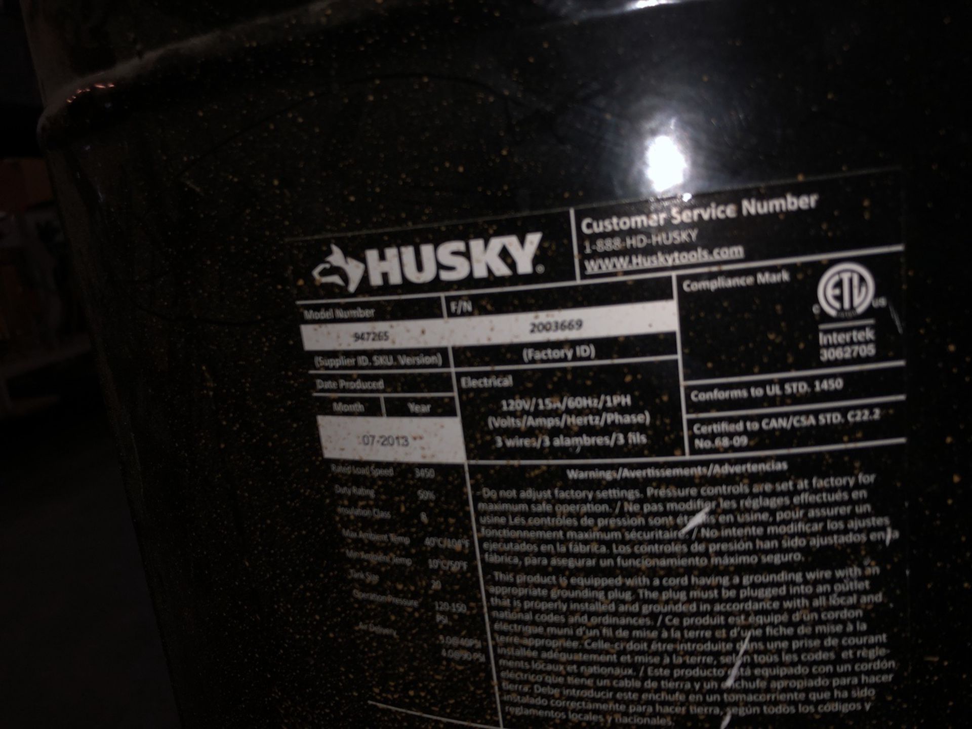 Husky Air Compressor and Reservoir Tank - Subj to Bulk | Rig Fee: $25 - Image 3 of 3