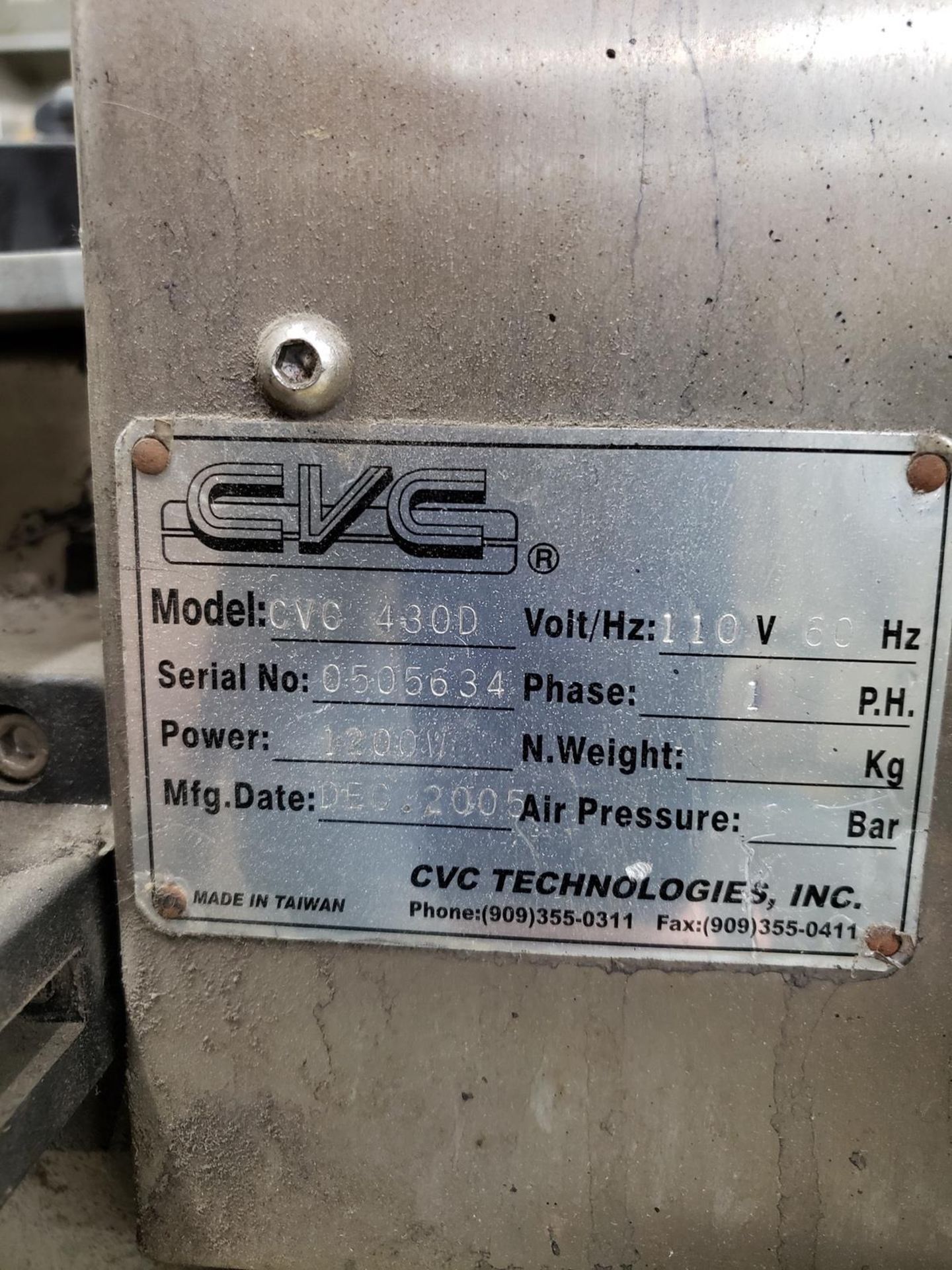 CVC Labeler, M# CVC 430D, S/N 0505634 | Rig Fee $250 - Image 2 of 3