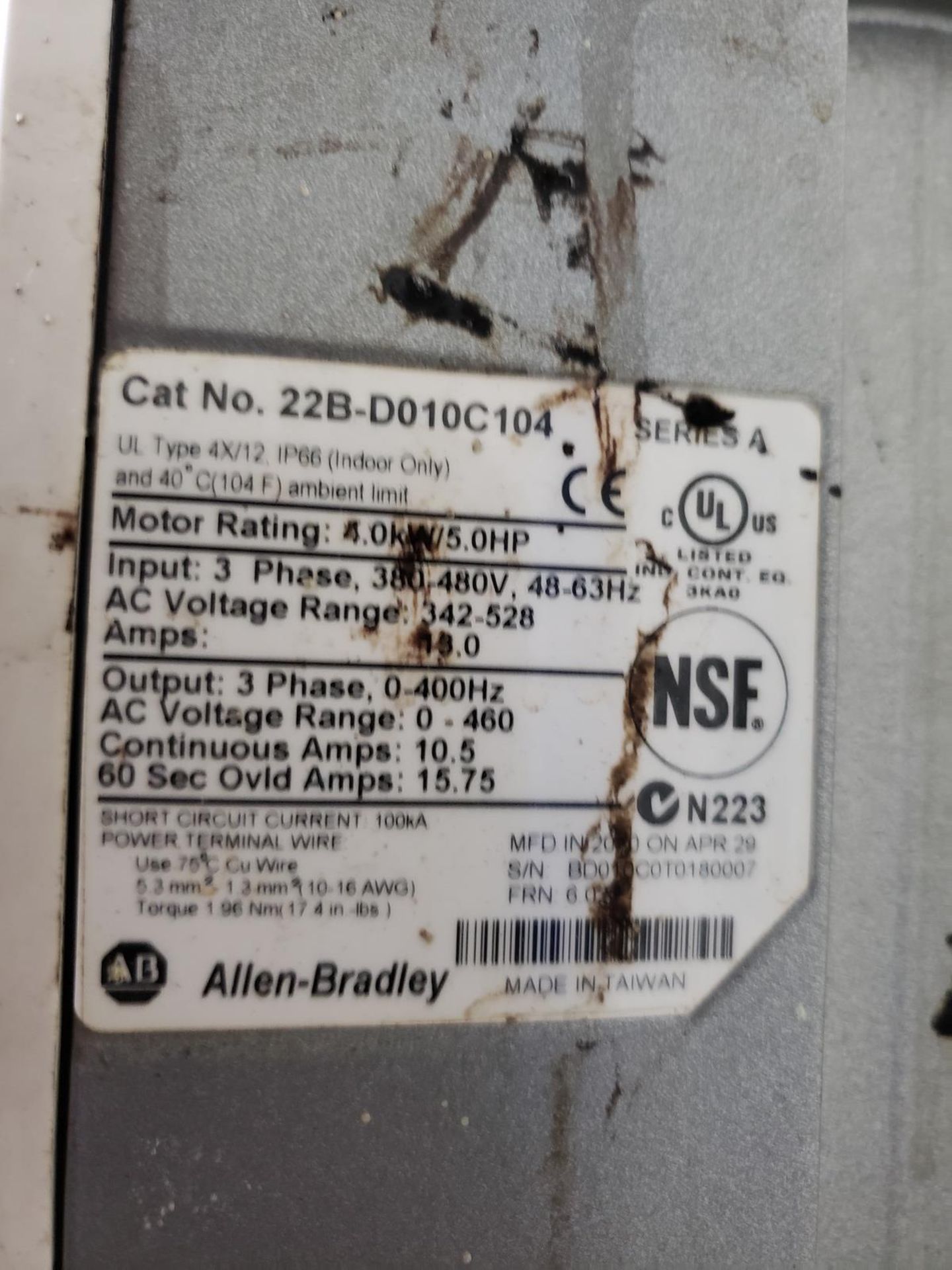 Allen Bradley Variable Frequency Drive | Rig Fee $25 - Image 2 of 2