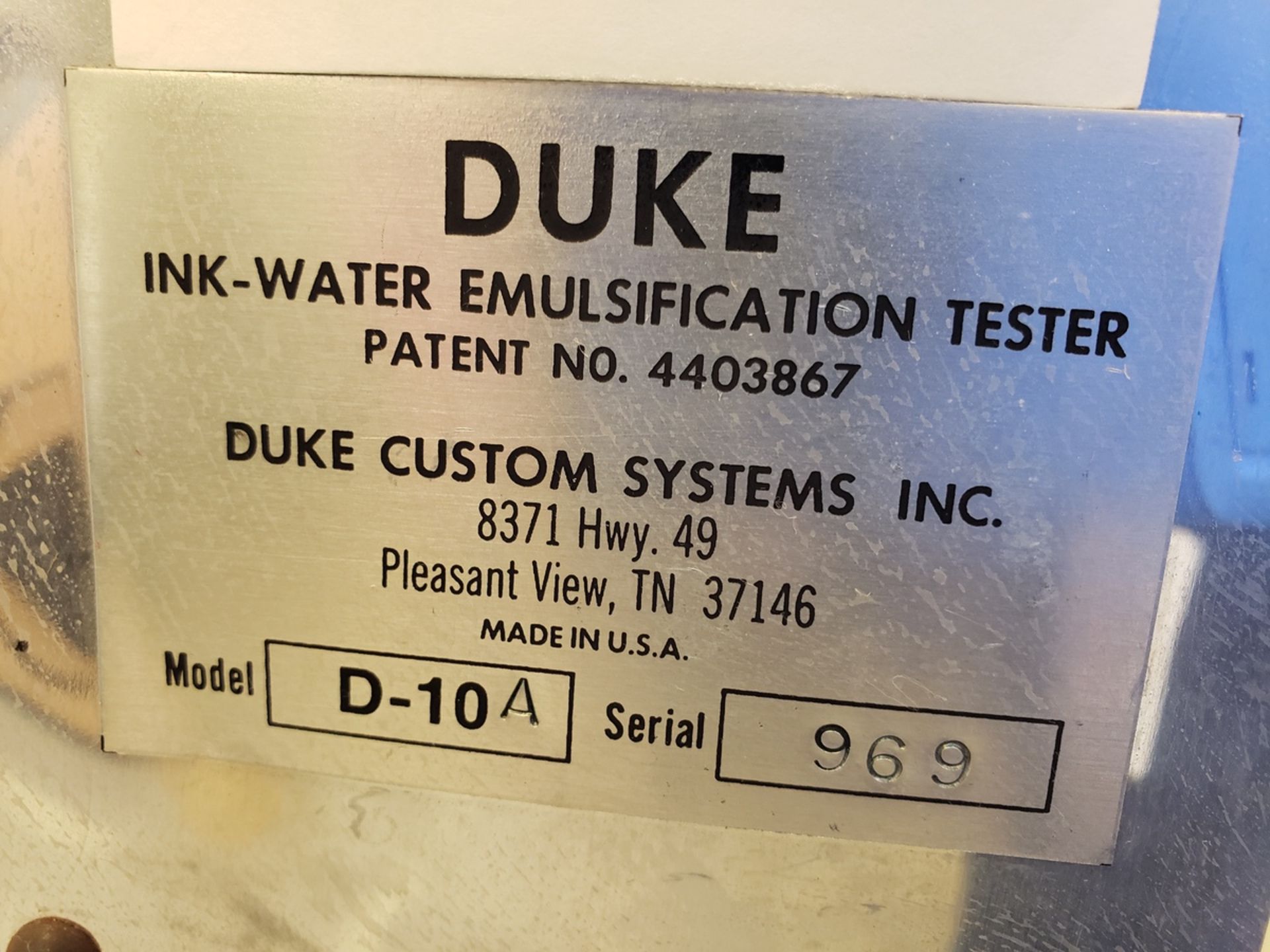 Duke Ink-Water Emulsification Tester, M# D-10A, S/N 969 | Rig Fee $50 - Image 2 of 2