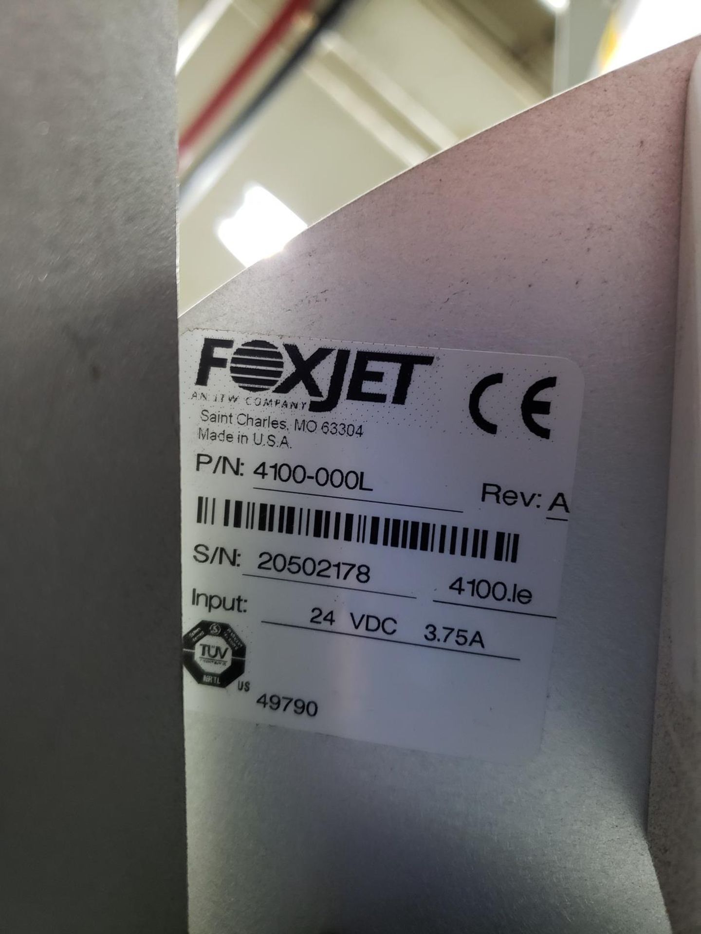 Foxjet Pressure Label applicator, M# 4100-000L, S/N 20502178 | Rig Fee $50 - Image 2 of 3
