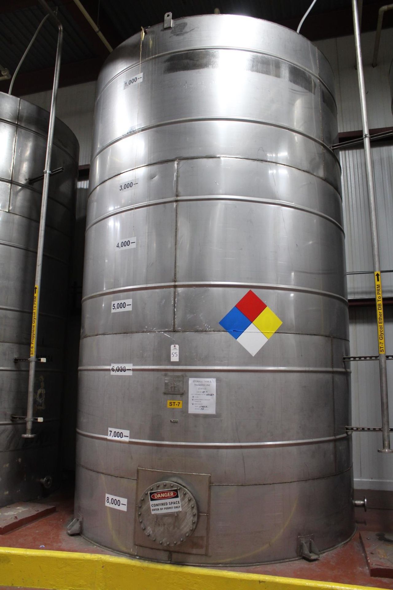 Keller Stainless Steel 8,500 Gallon Storage Tank, 9'6" Dia., 17'8" O.A.H., (Ref. ST- | Rig Fee $3500