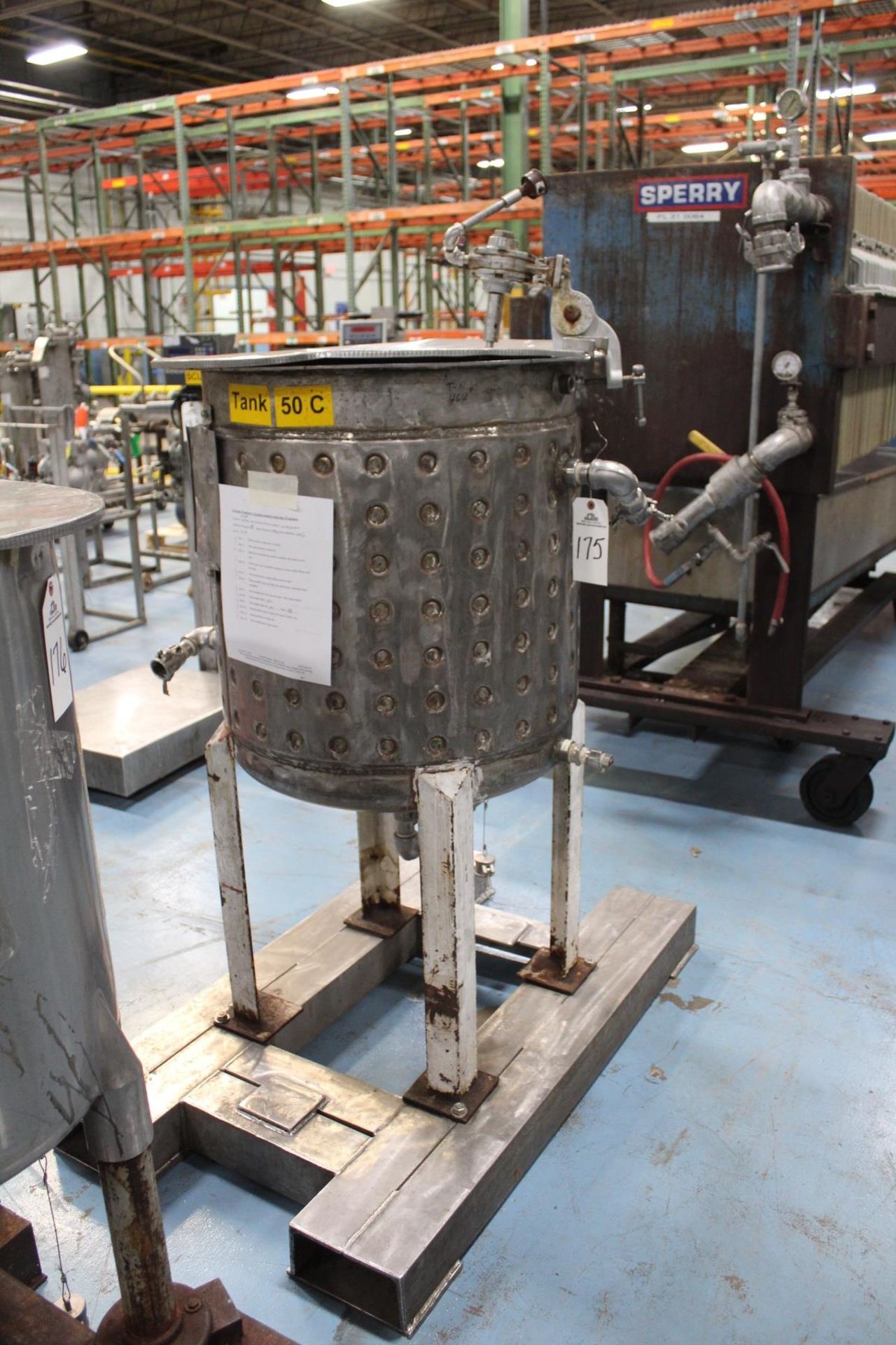 Stainless Steel 50 Gallon Dimple Jacketed, Agitated Mixing Vessel, (Ref. Tank 50C) | Rig Fee $50