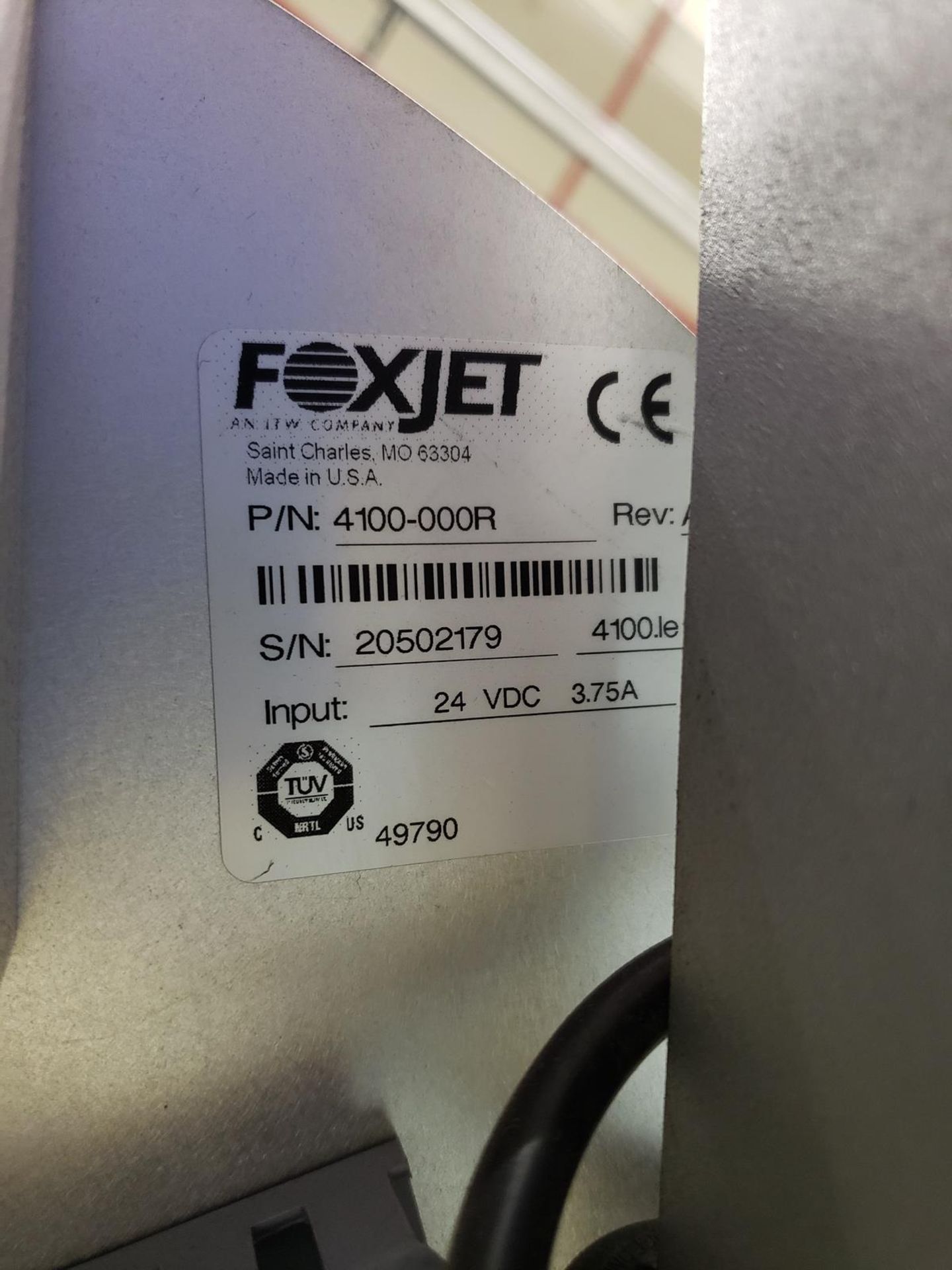 Foxjet Pressure Label applicator, M# 4100-000L, S/N 20502179 | Rig Fee $50 - Image 2 of 3