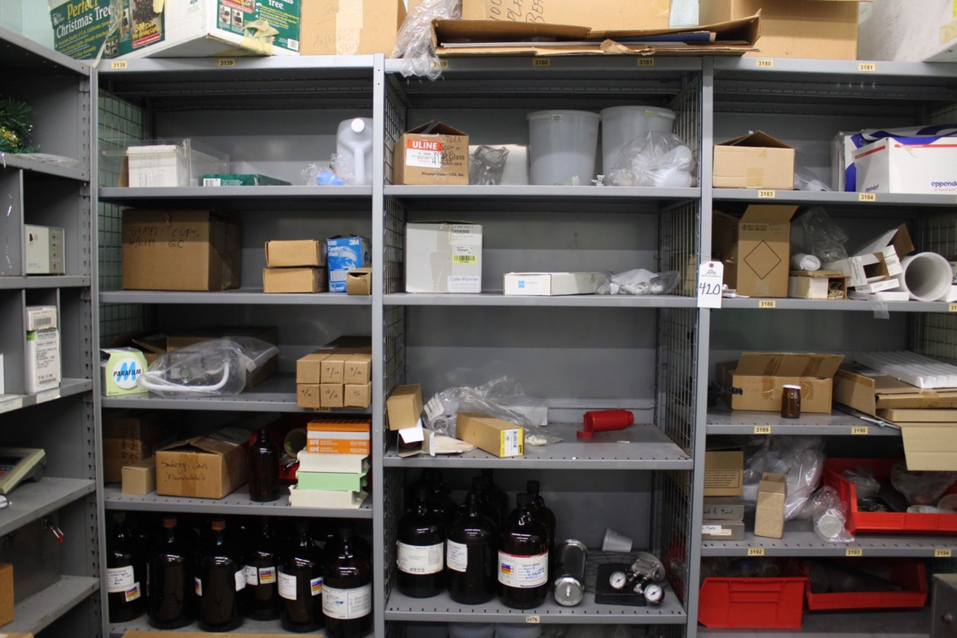 Storage Shelves W/Contents, Laboratory Supplies | Rig Fee $250