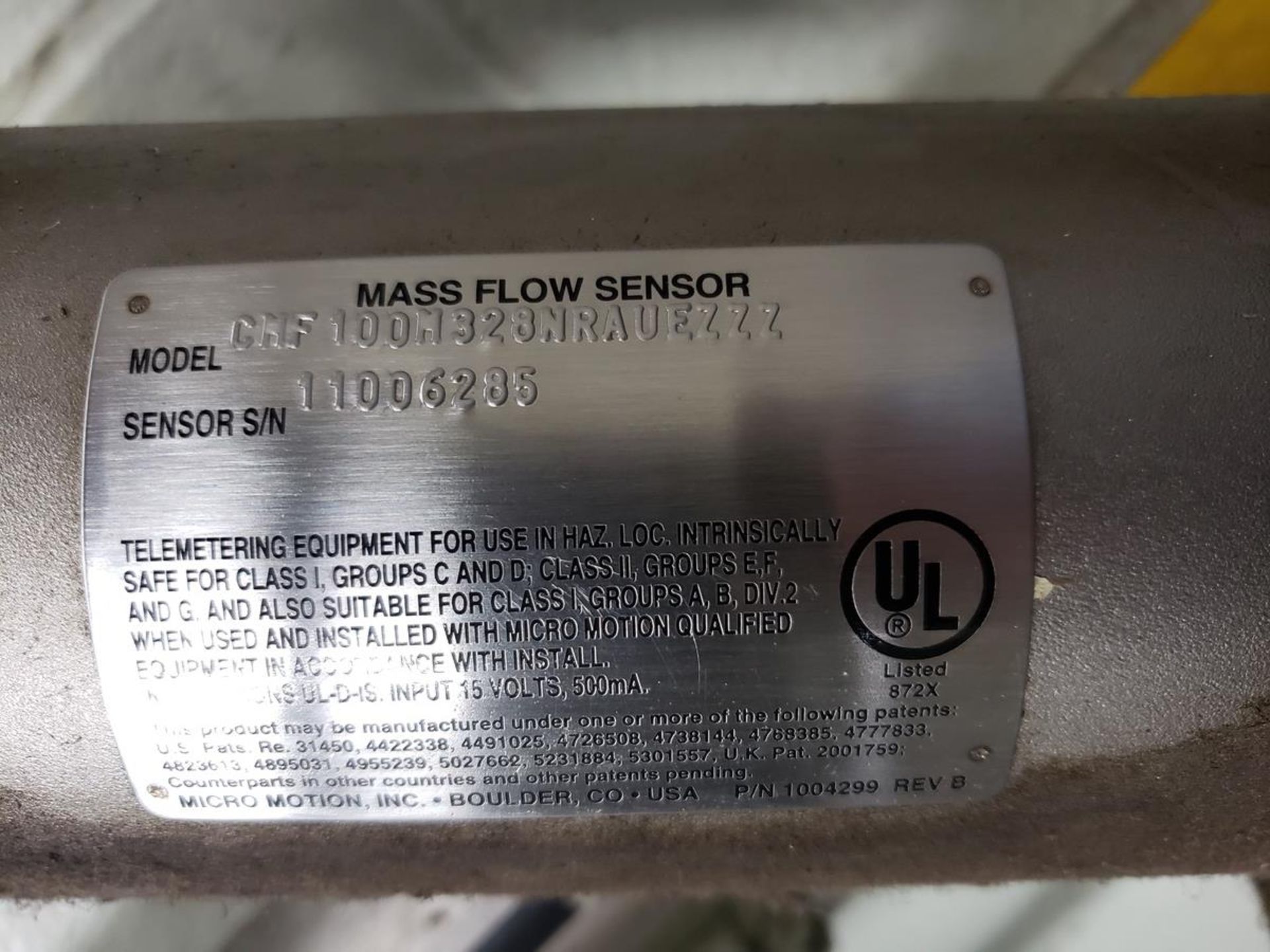 Micro-Motion Mass Flow Sensor, M# CHF100M328NRAUEZZZ | Rig Fee $250 - Image 2 of 3